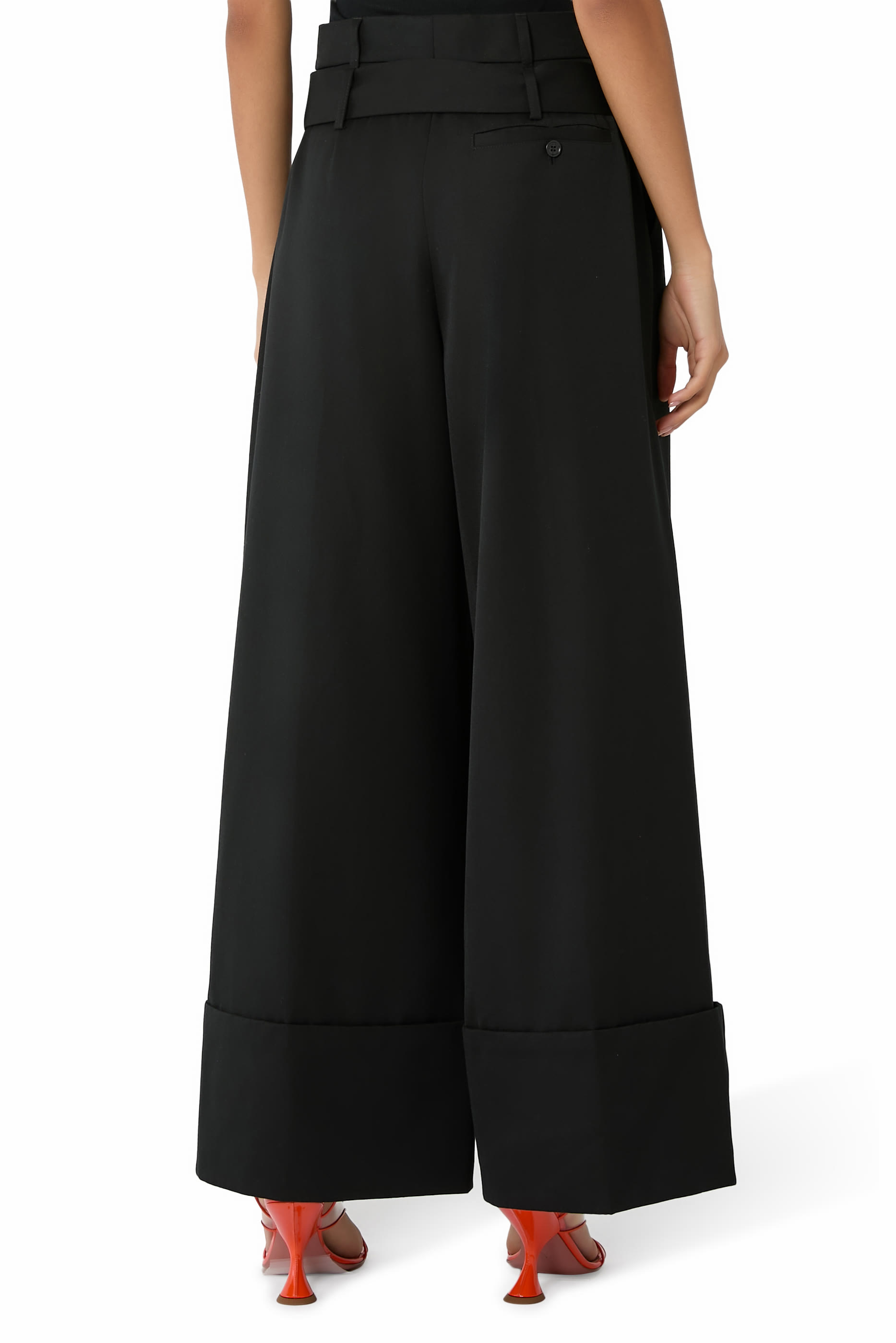 Multi Belt Loop Wide Leg Trousers
