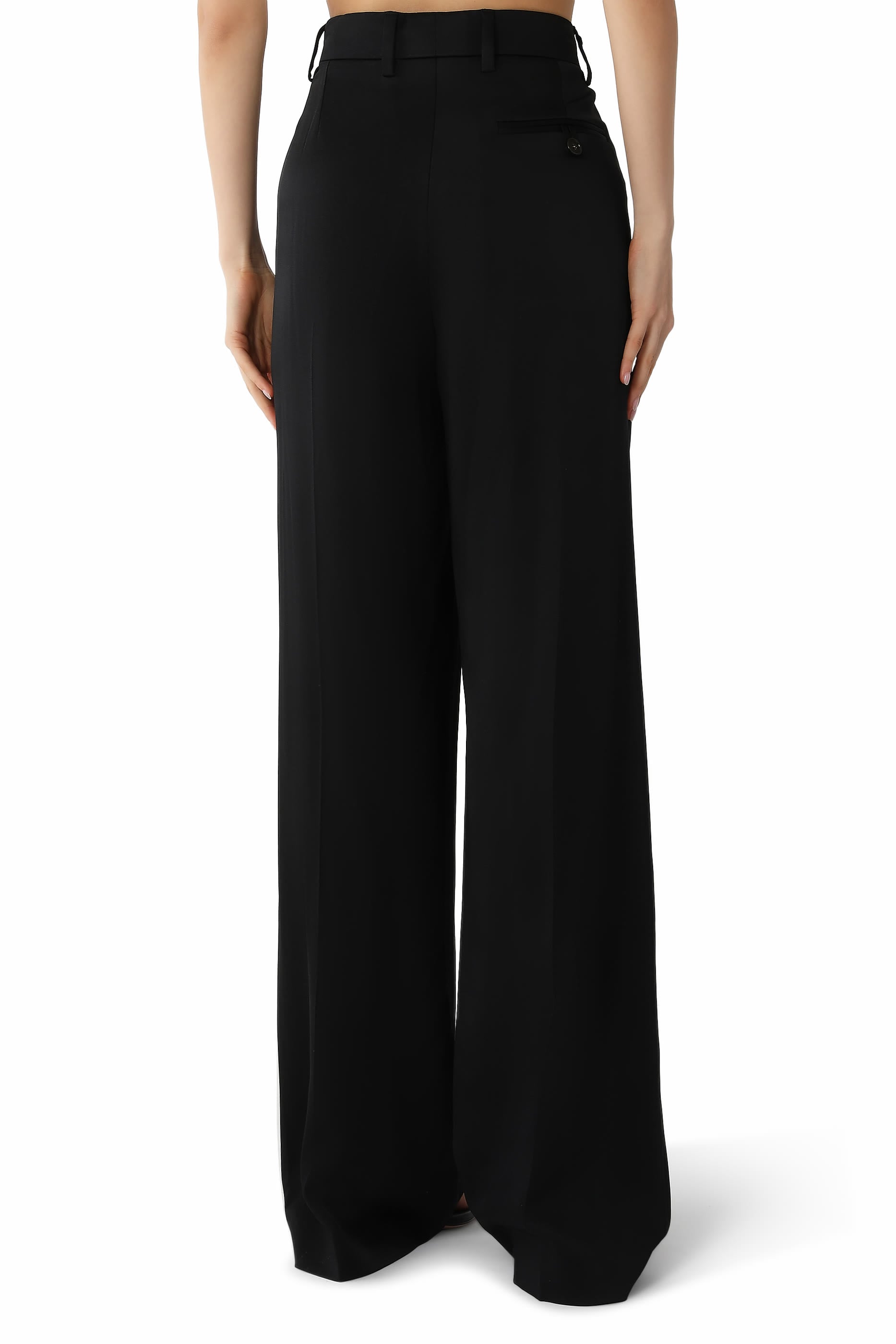 Pleated Straight Satin Trousers