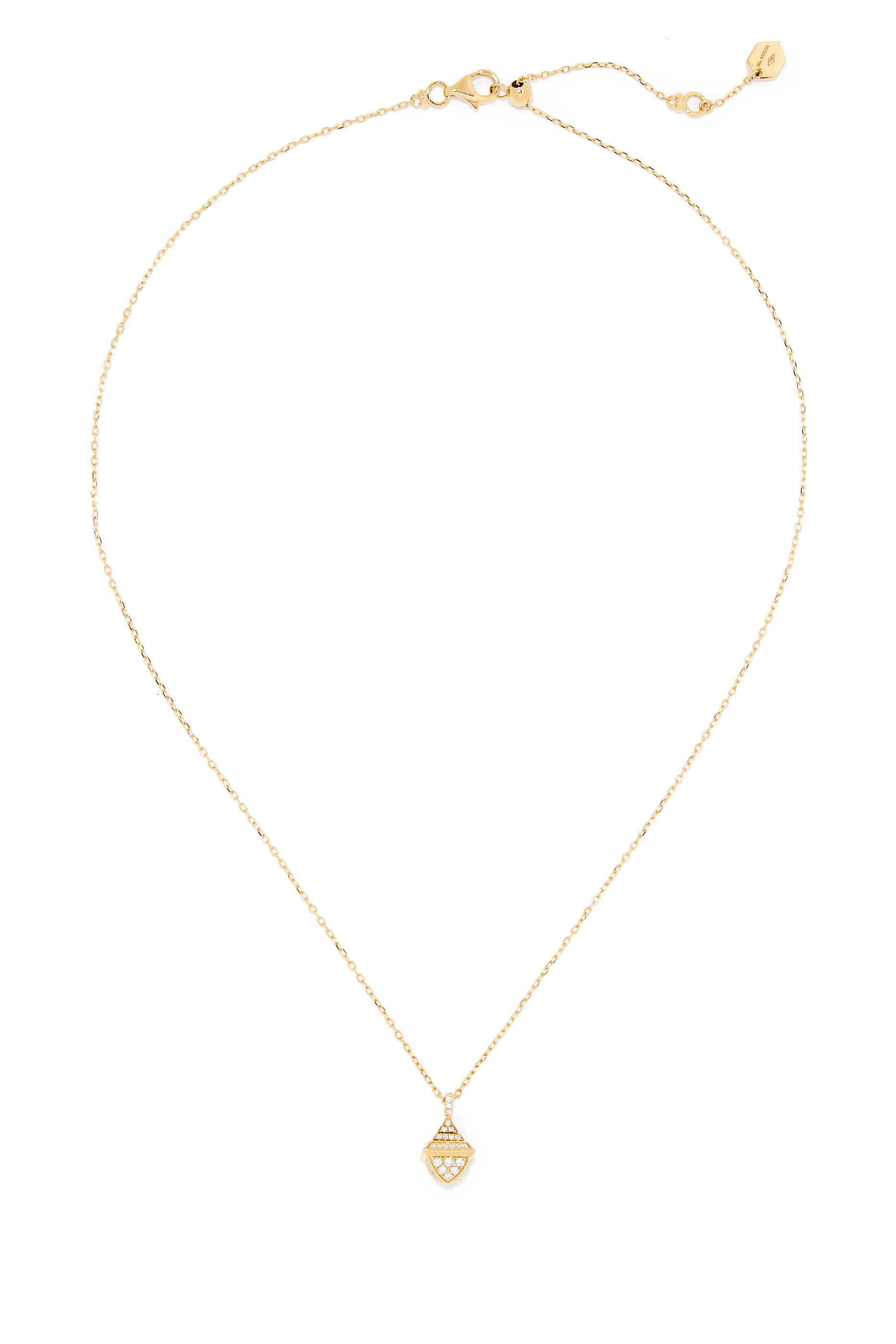 Cleo Mini Rev Pendant, 18k Yellow Gold with Full Diamonds