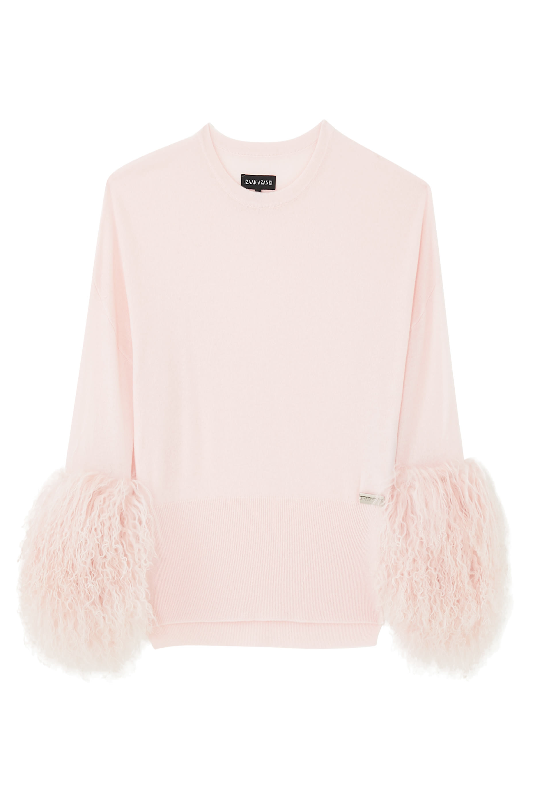 Round Neck Sweater with Shearling Cuff