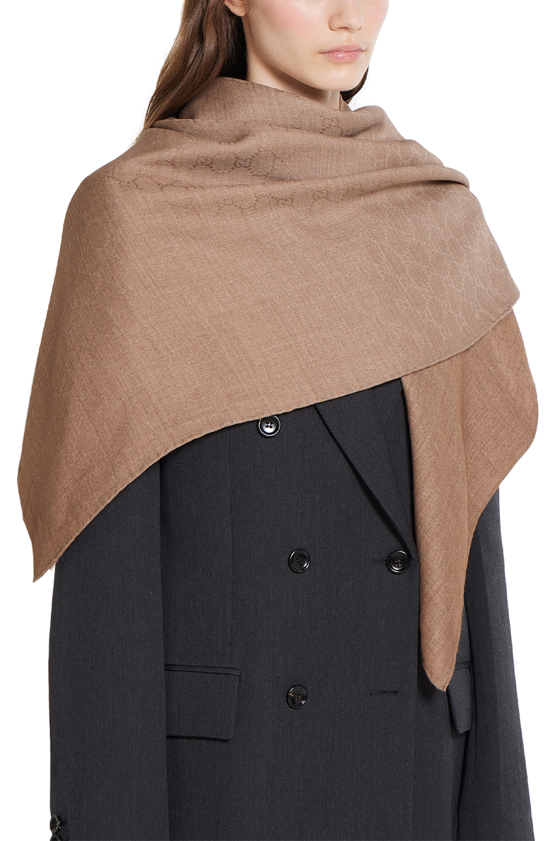 GG Wool Silk Jacquard Shawl