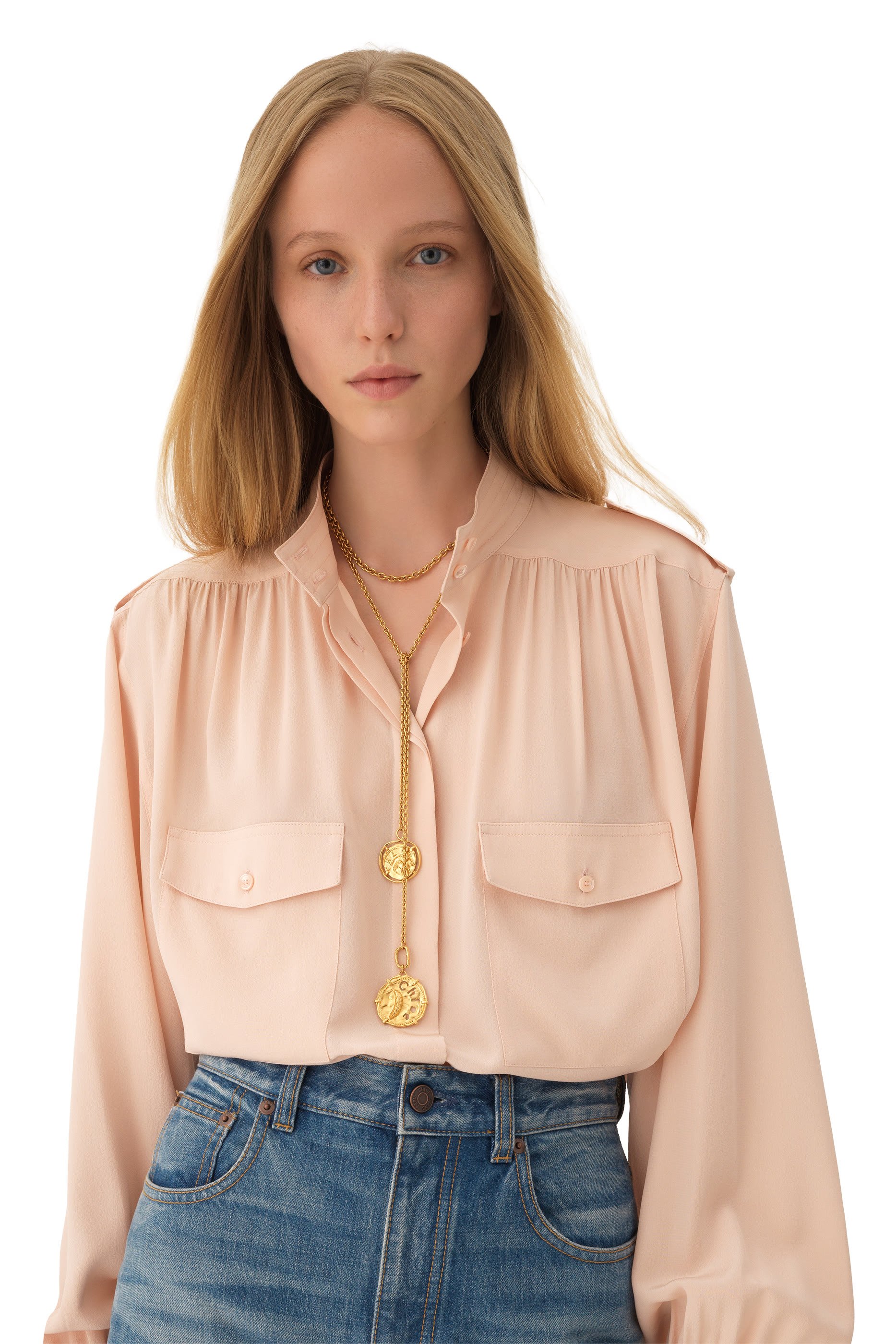 The Chloé Medals Scarf Necklace, Brass