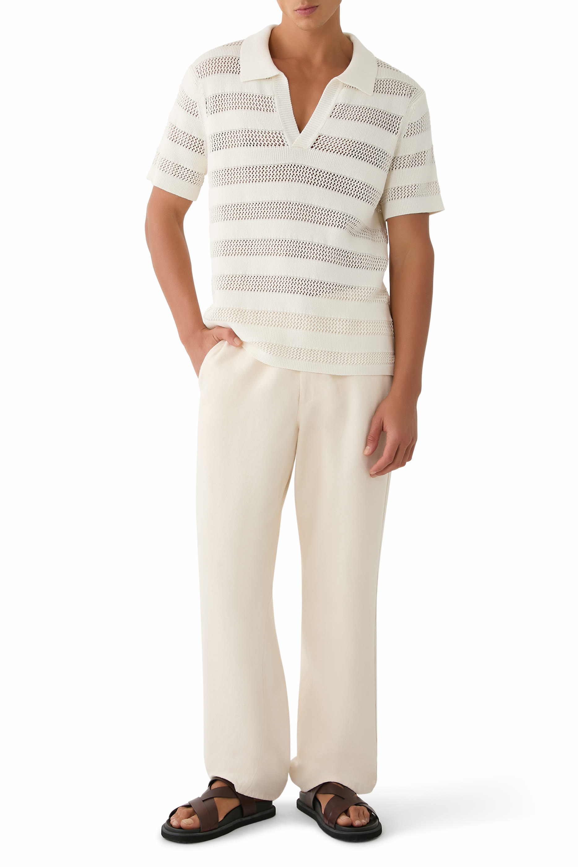 Calvin Striped Mesh Polo Shirt