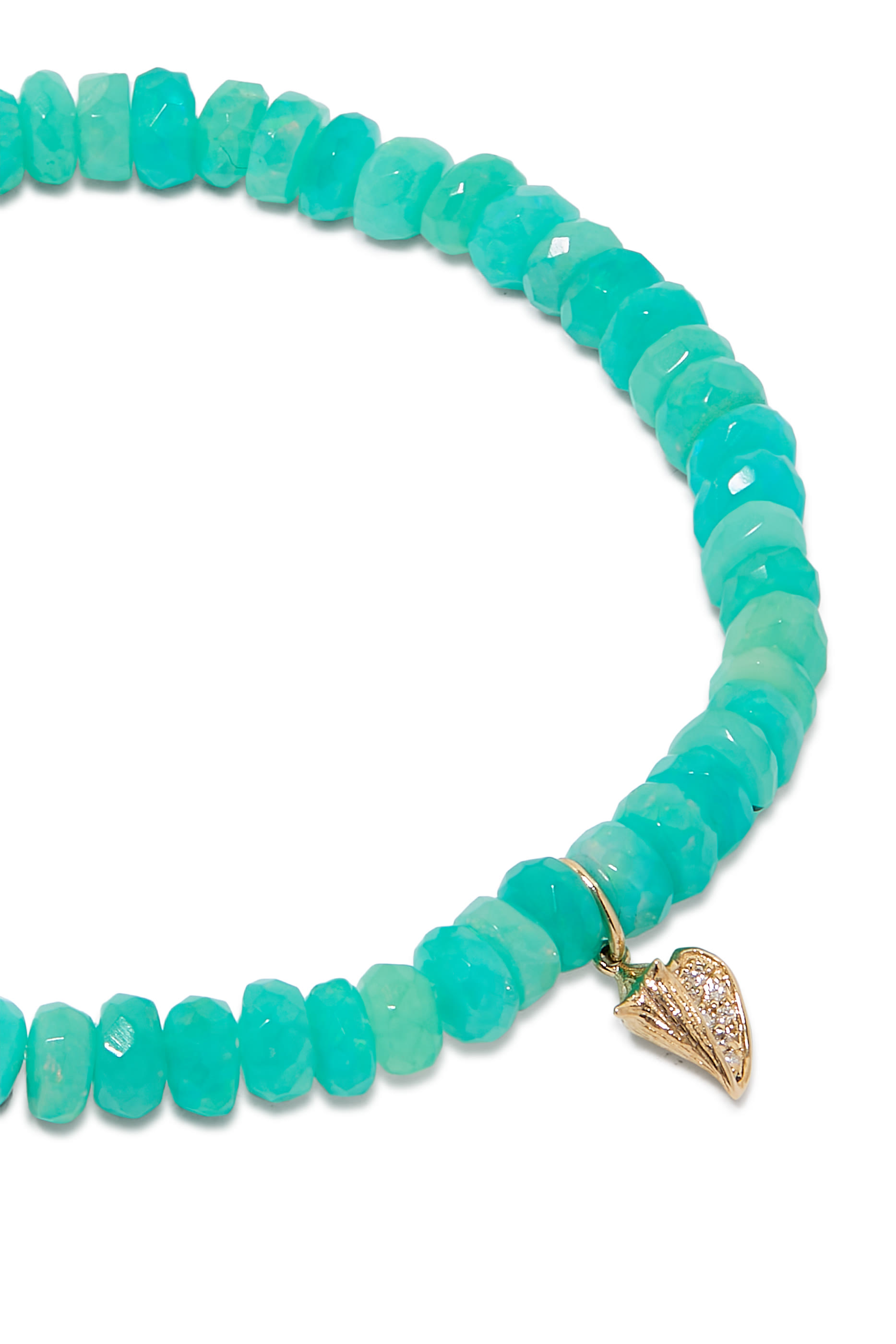 Starfish Clam Shell Charm Beaded Bracelet, 14k Yellow Gold & Diamonds, Ethiopian Opal