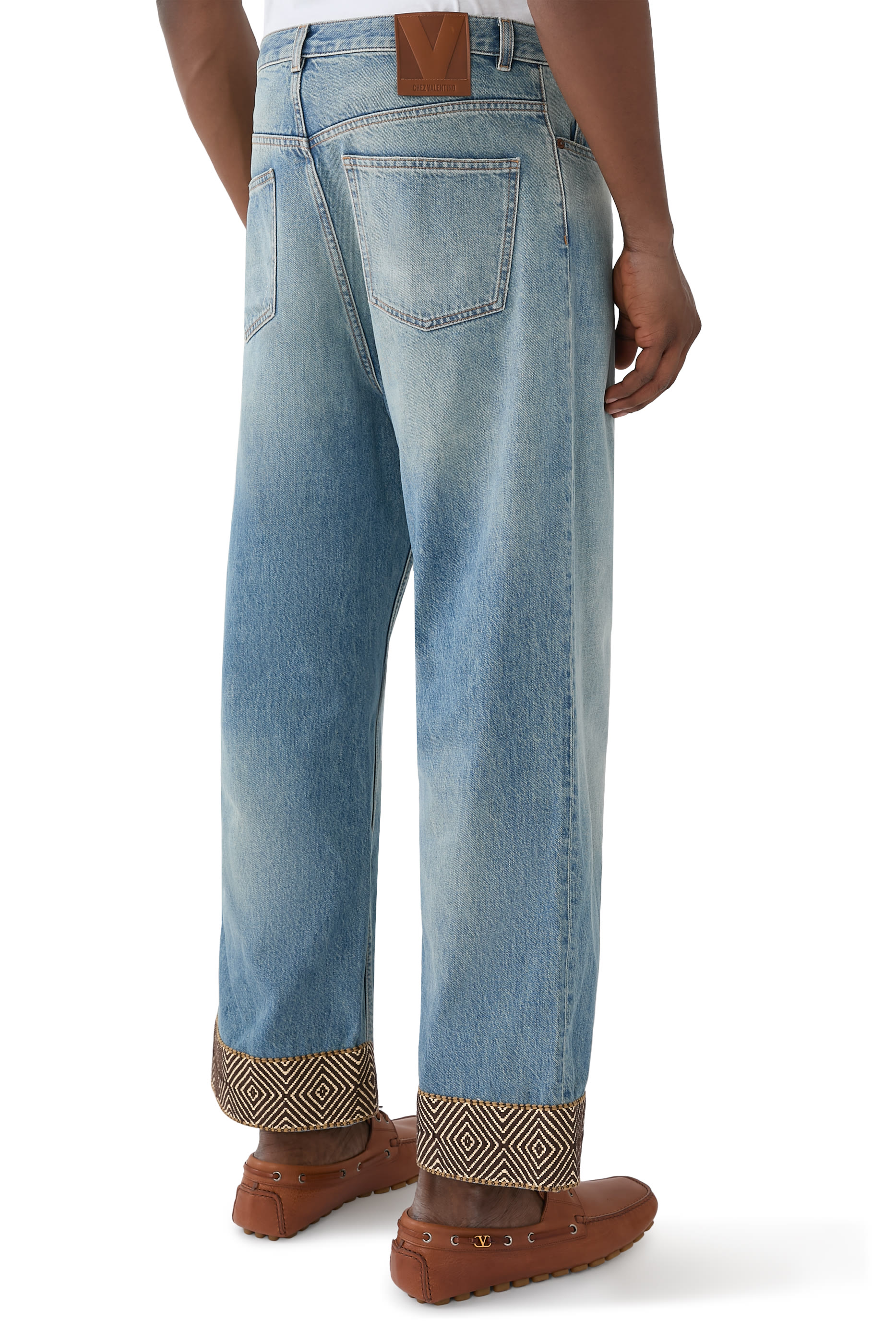 Jacquard Hem Denim Jeans