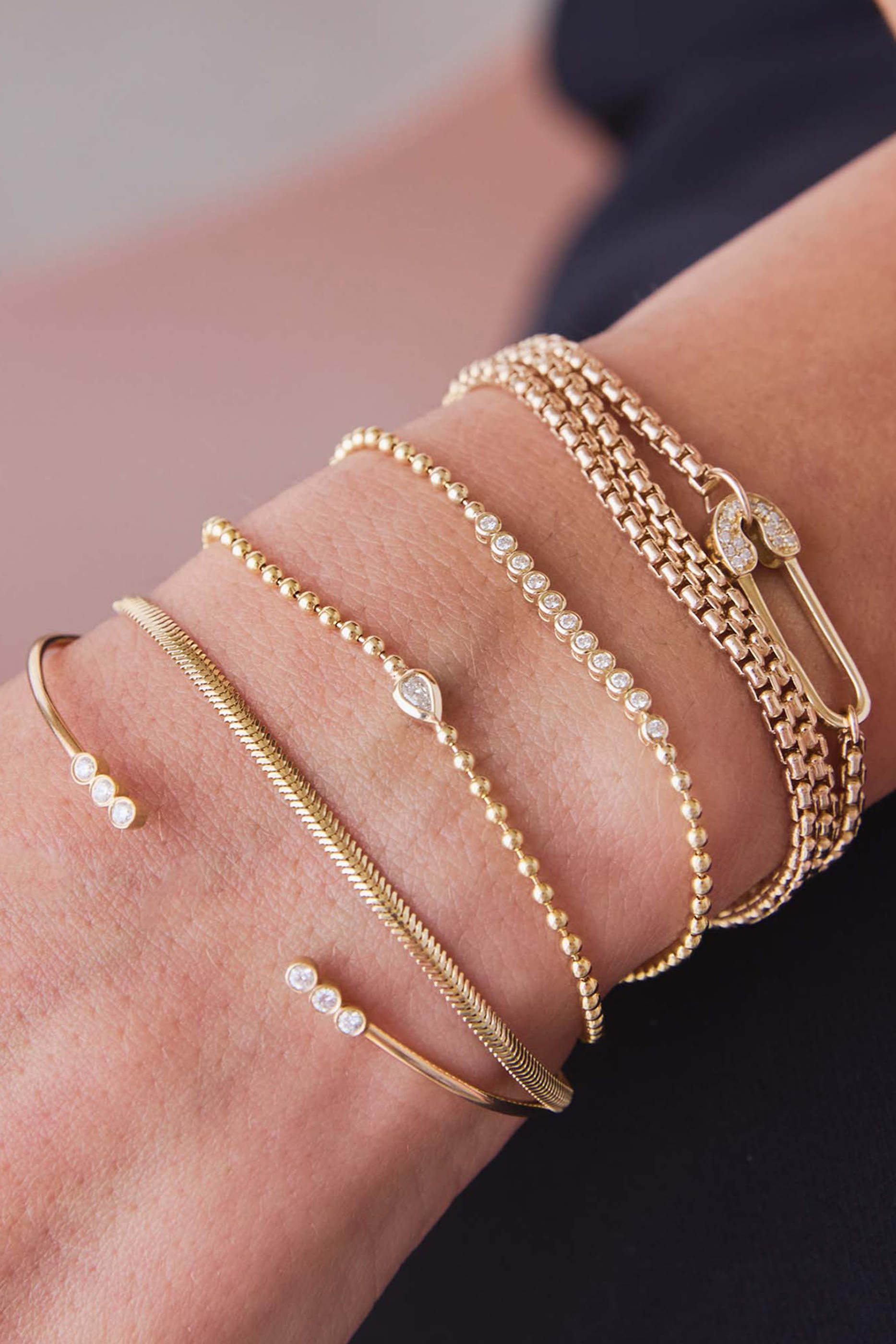 Small Snake Chain Bracelet, 14K Gold