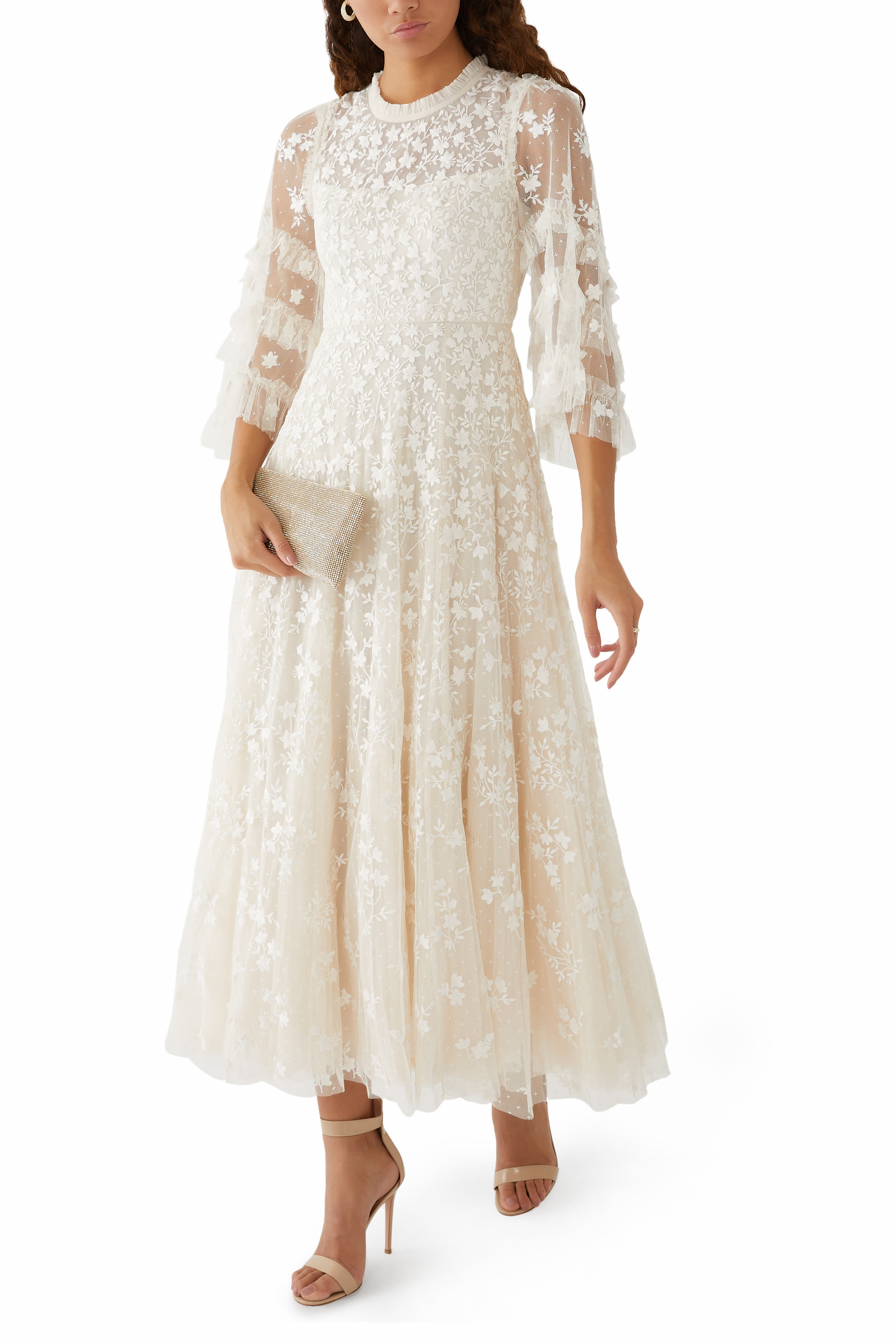 Everett Bloom Round Neck Midi Gown