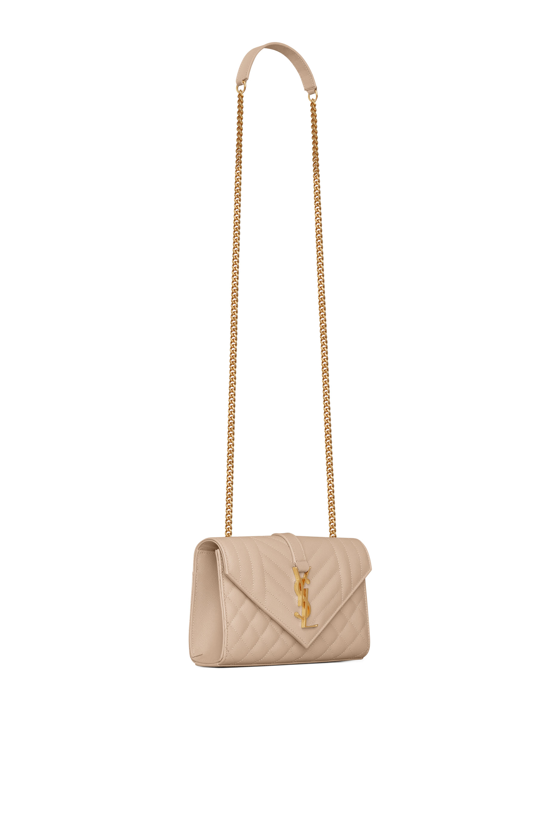 Small Envelope Chain Bag  in Quilted Grain De Poudre Embossed Leather