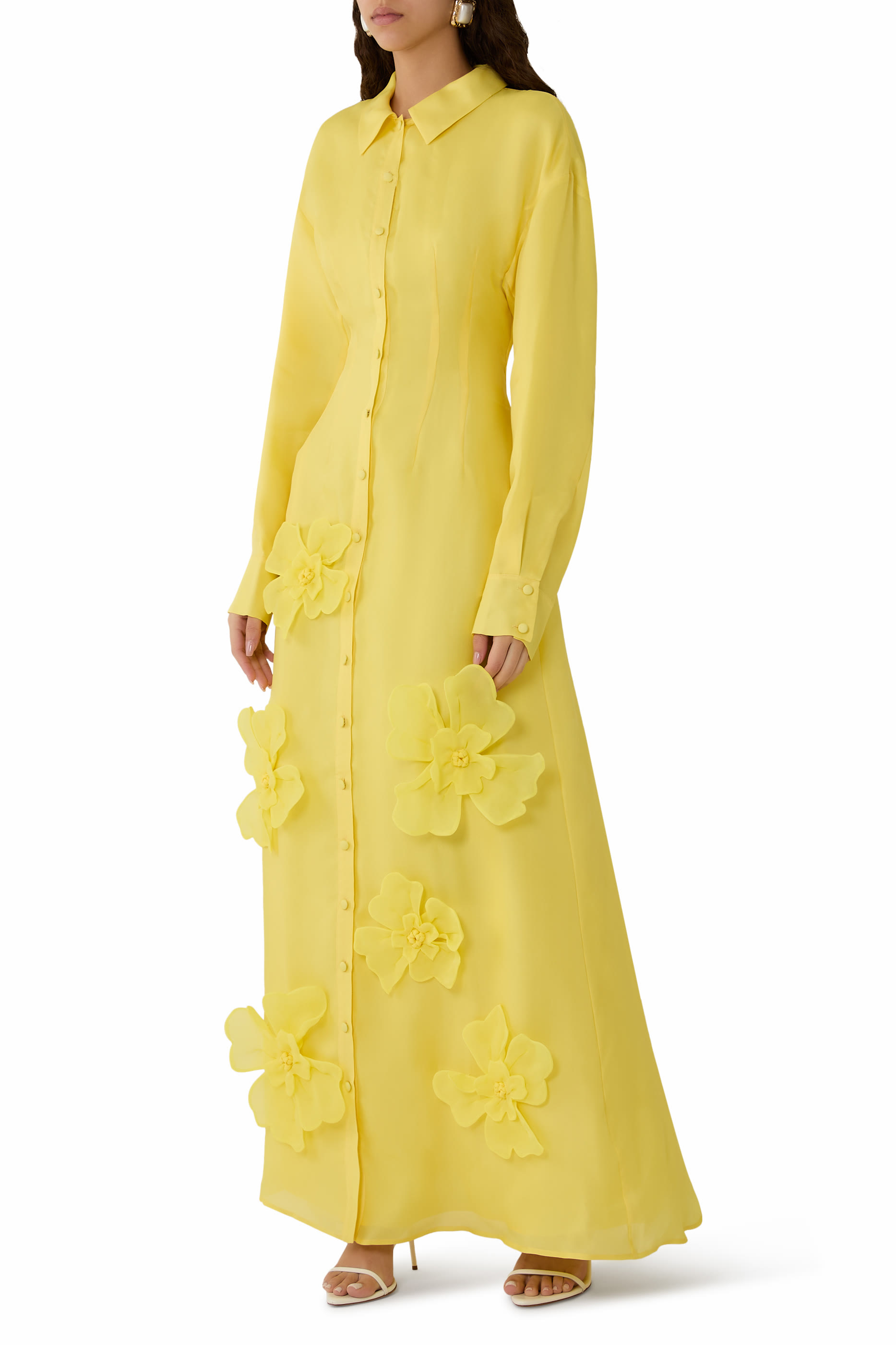  Jeanette Silk Floral Appliqué Maxi Dress