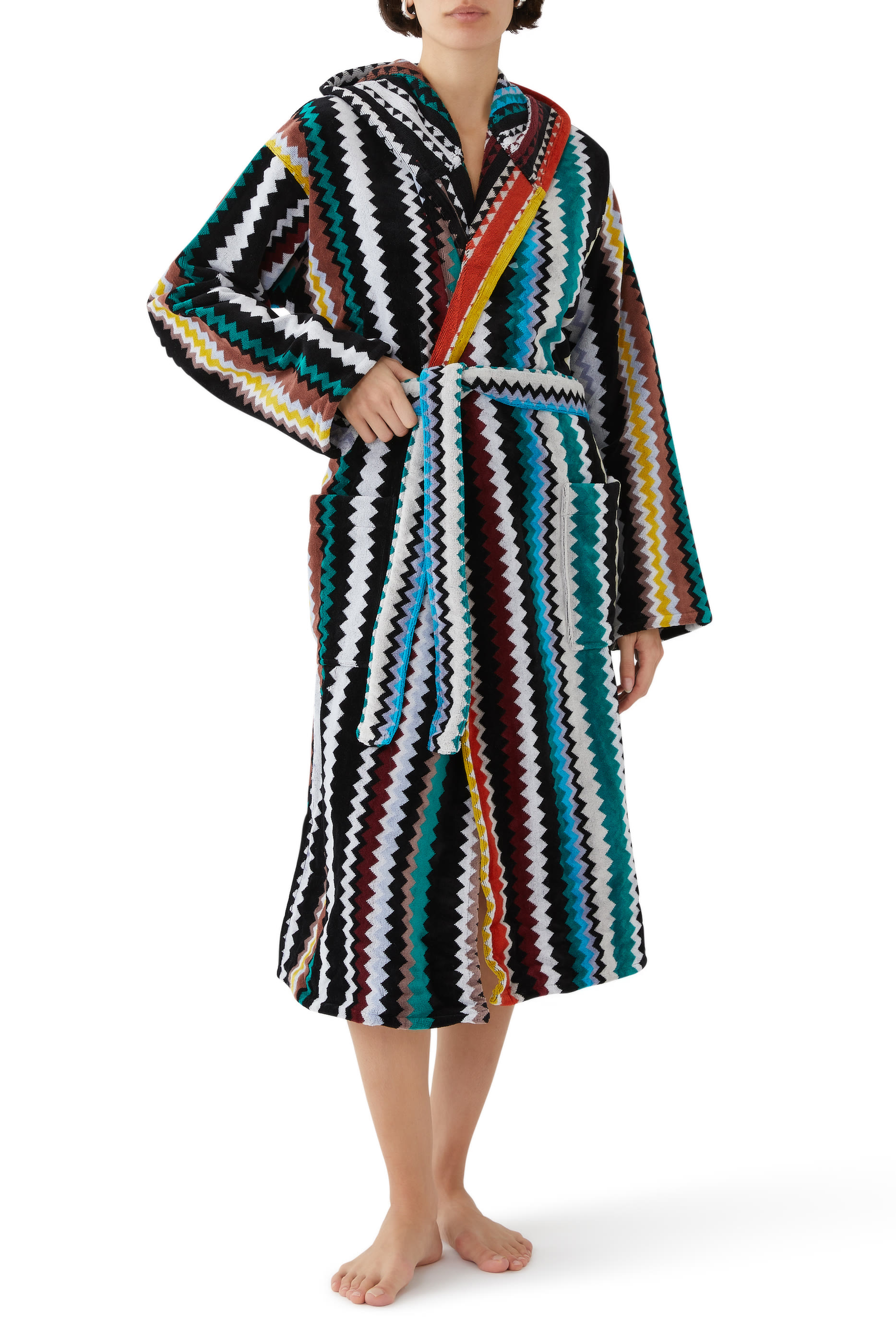 Curt Chevron Hooded Bathrobe