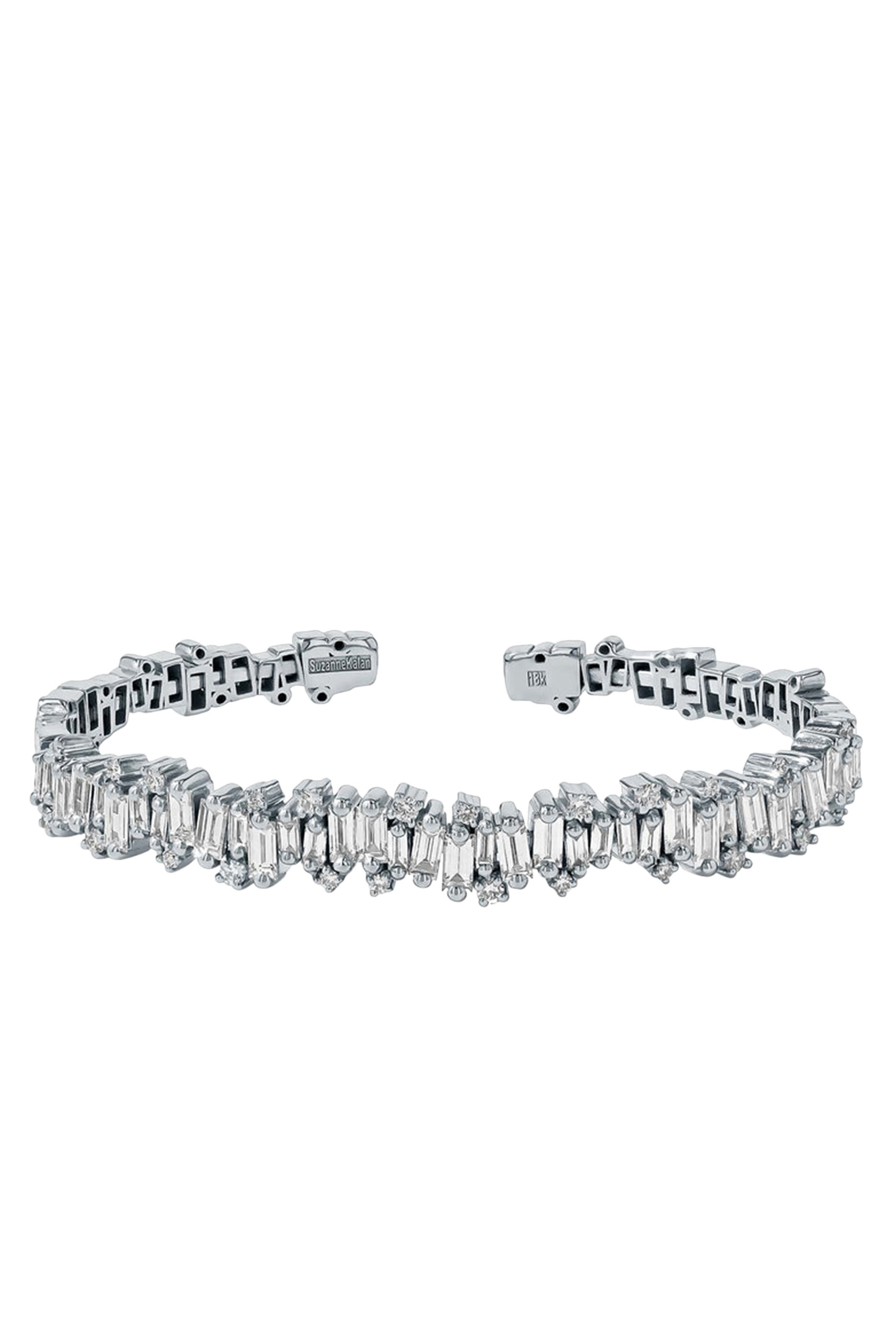 Fireworks Diamond Baguette Flexible Bangle, 18K White Gold & Diamonds