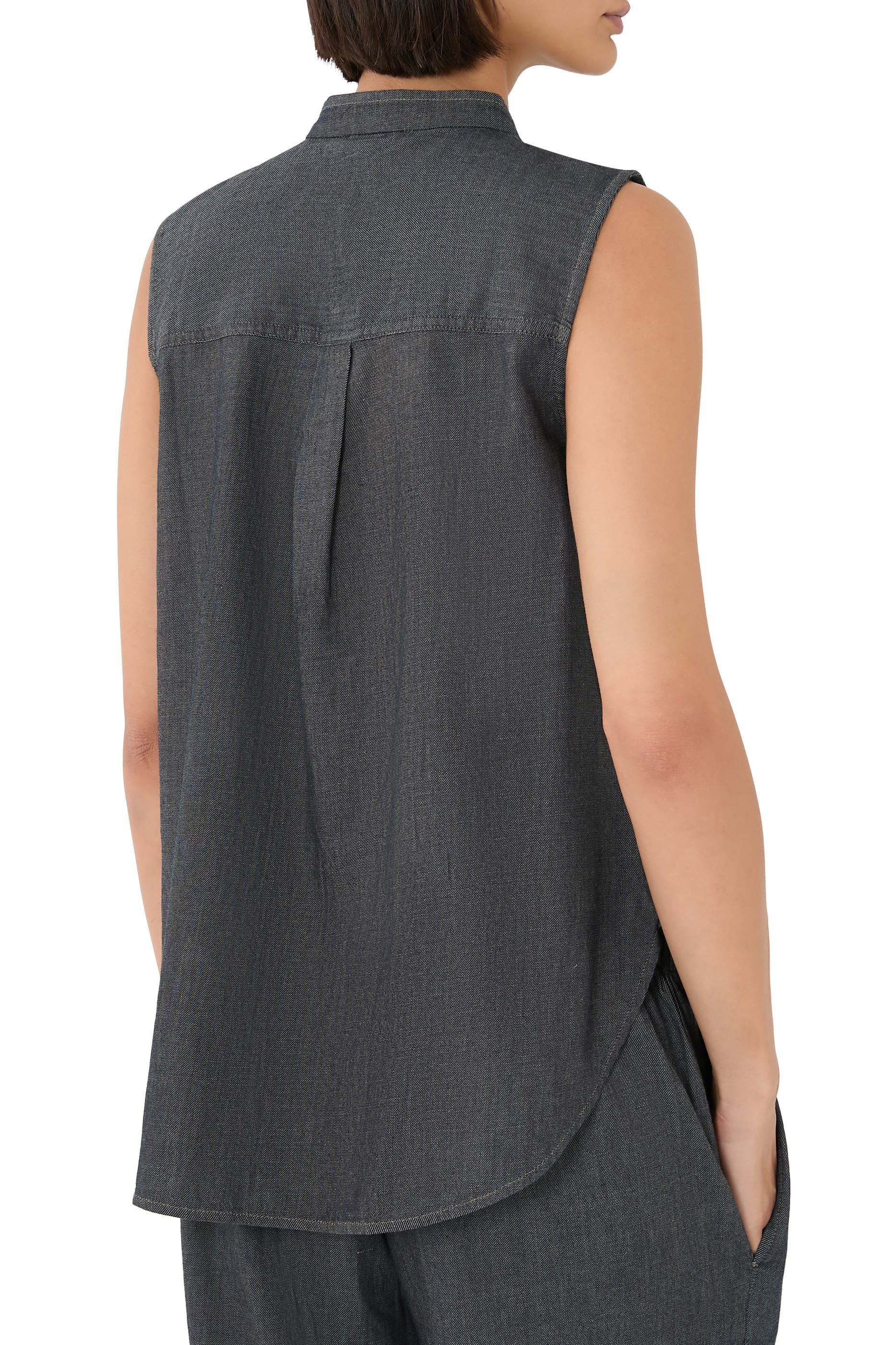 Airy Organic Cotton Twill Sleeveless Shirt