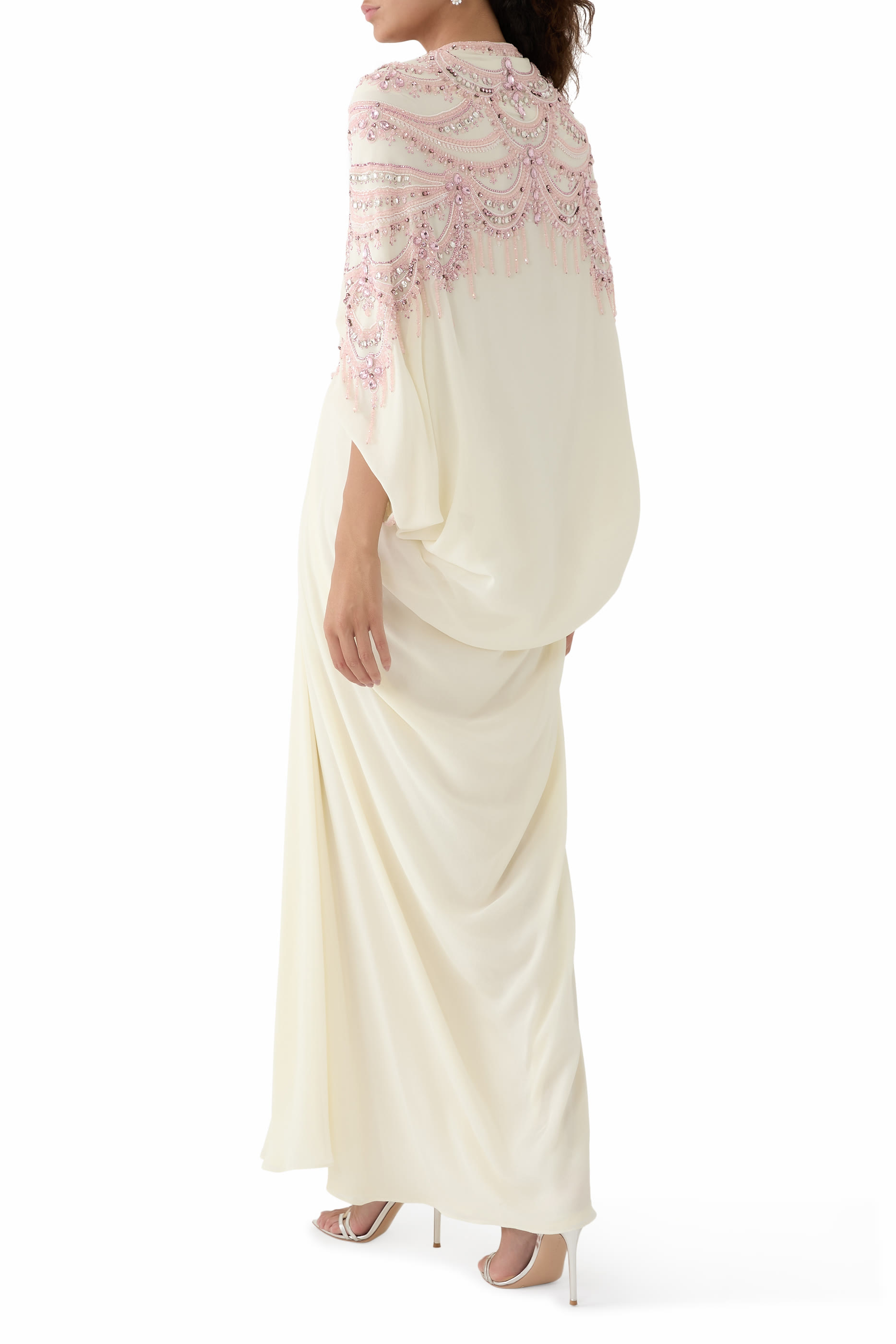 Georgette Stone Work Cowl Kaftan