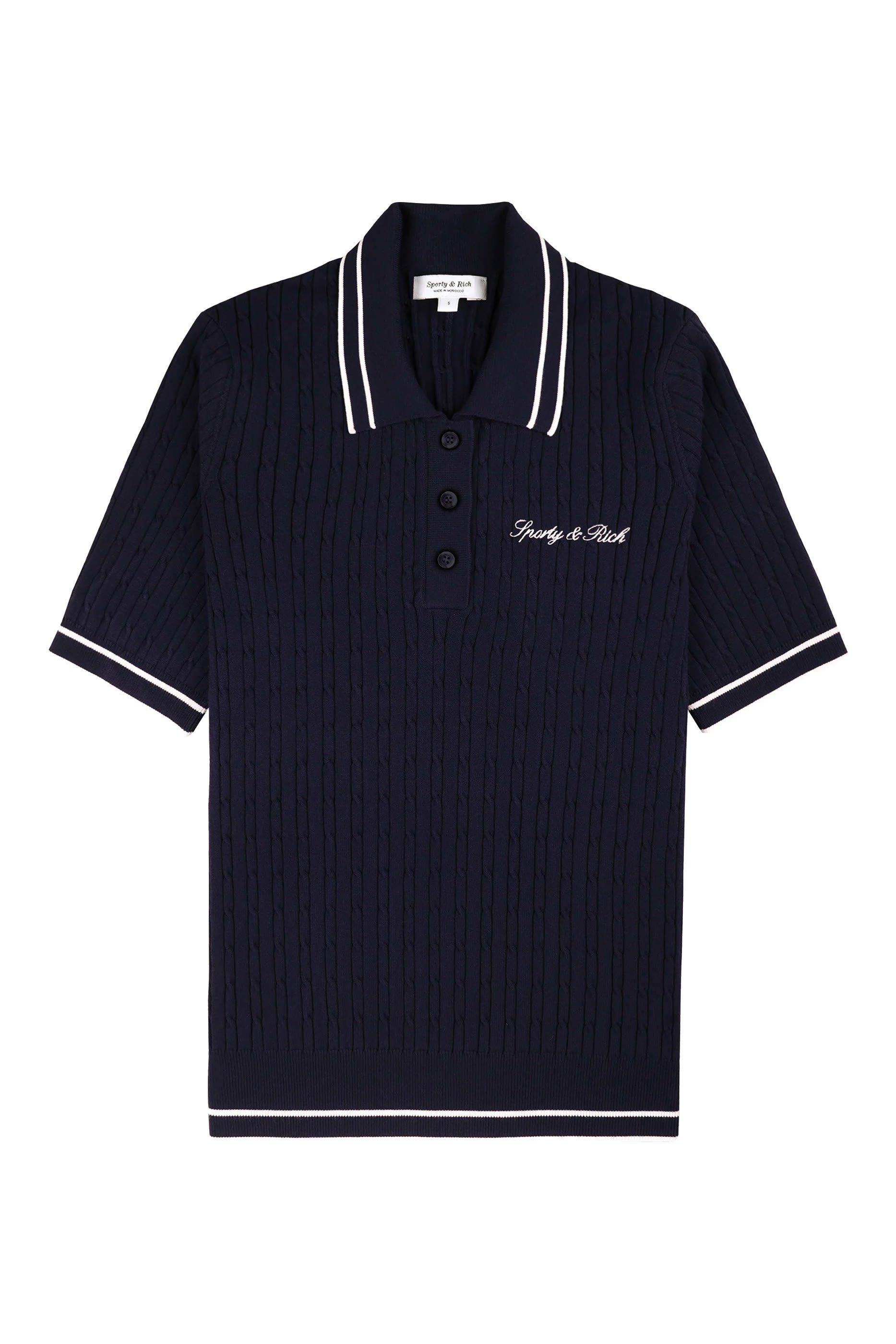  Signature Logo Mini Cable Polo T-Shirt 