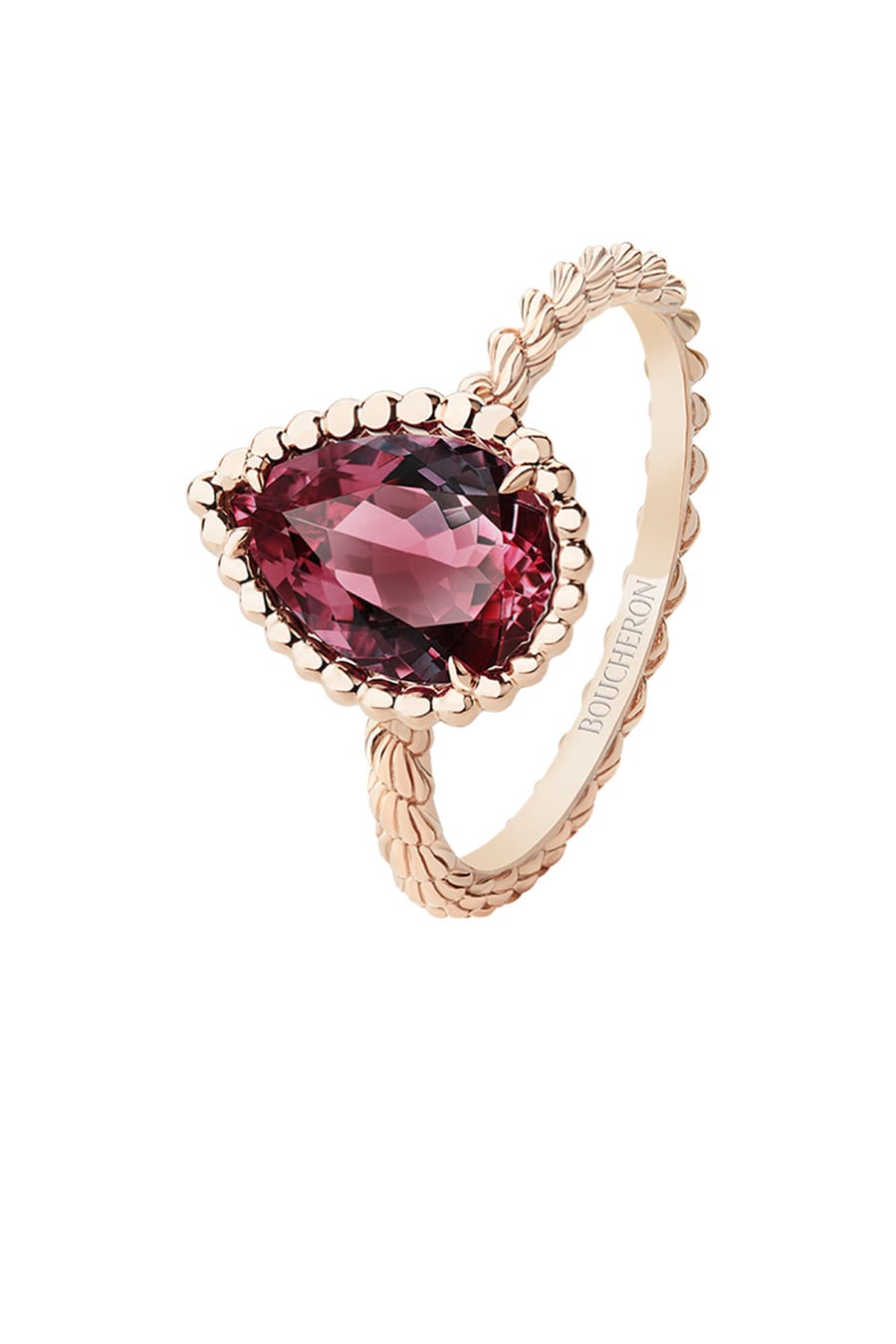 Serpent Boheme Small Ring, 18k Pink Gold & Rhodalite Garnet