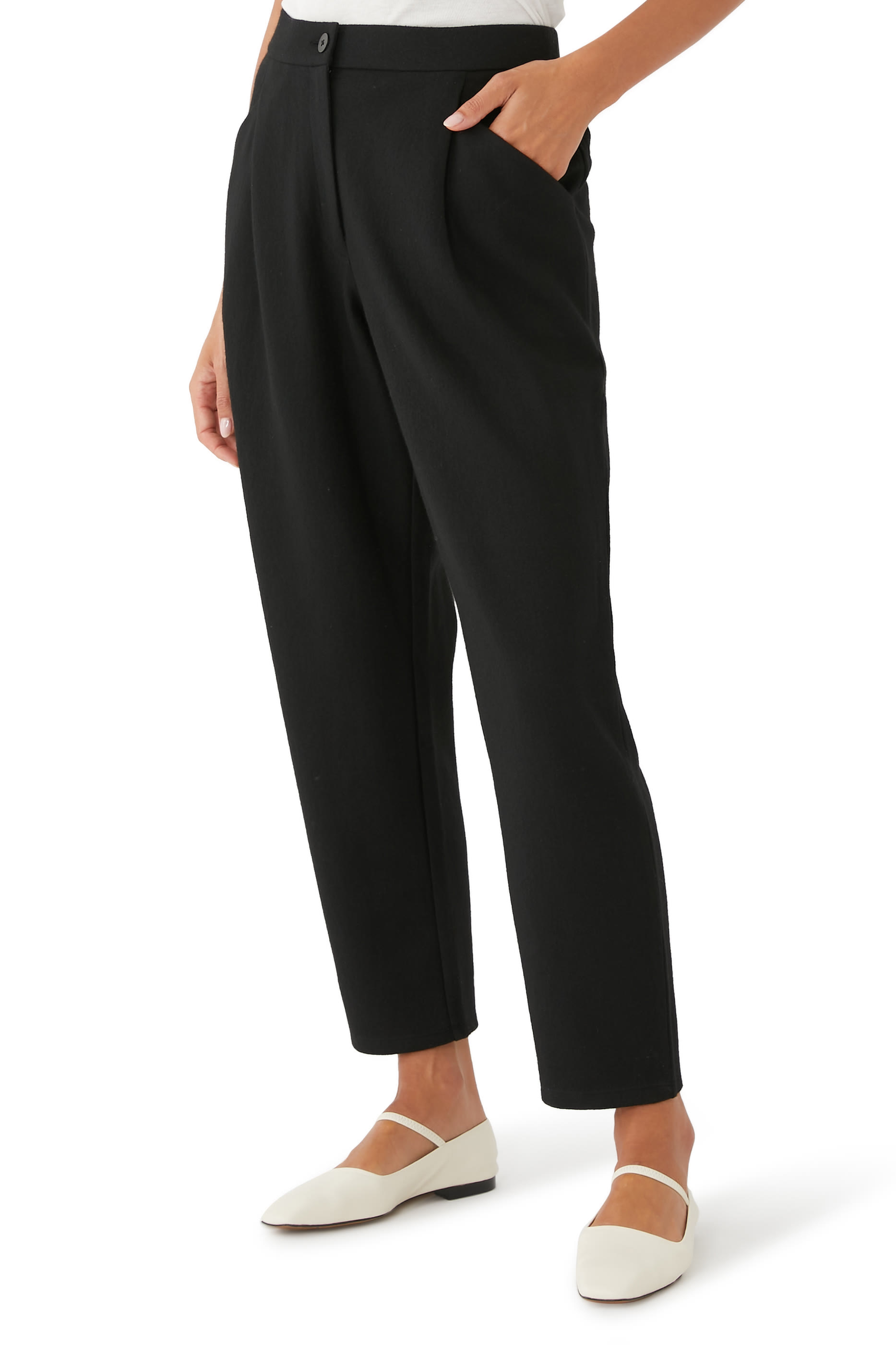 Boiled Wool Jersey Carrot Pants