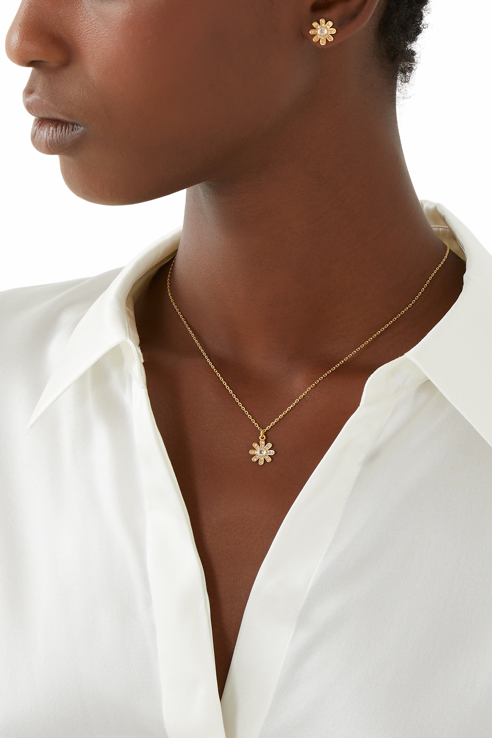 Bursting Blooms Pendant, Plated Metal & Cubic Zirconia