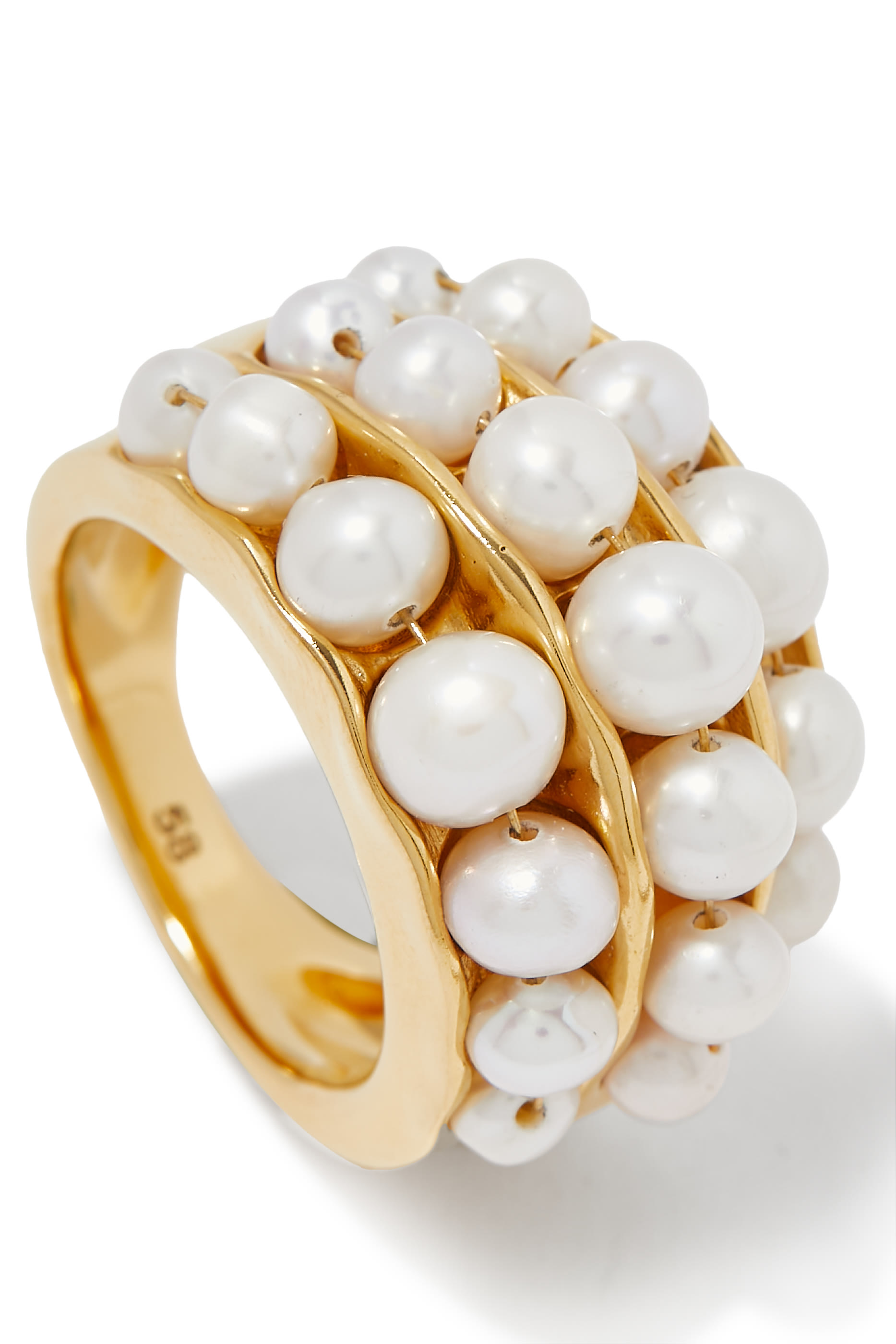 Graine de Gemmes Ring, 24K Gold-Plated Brass & Freshwater Pearl