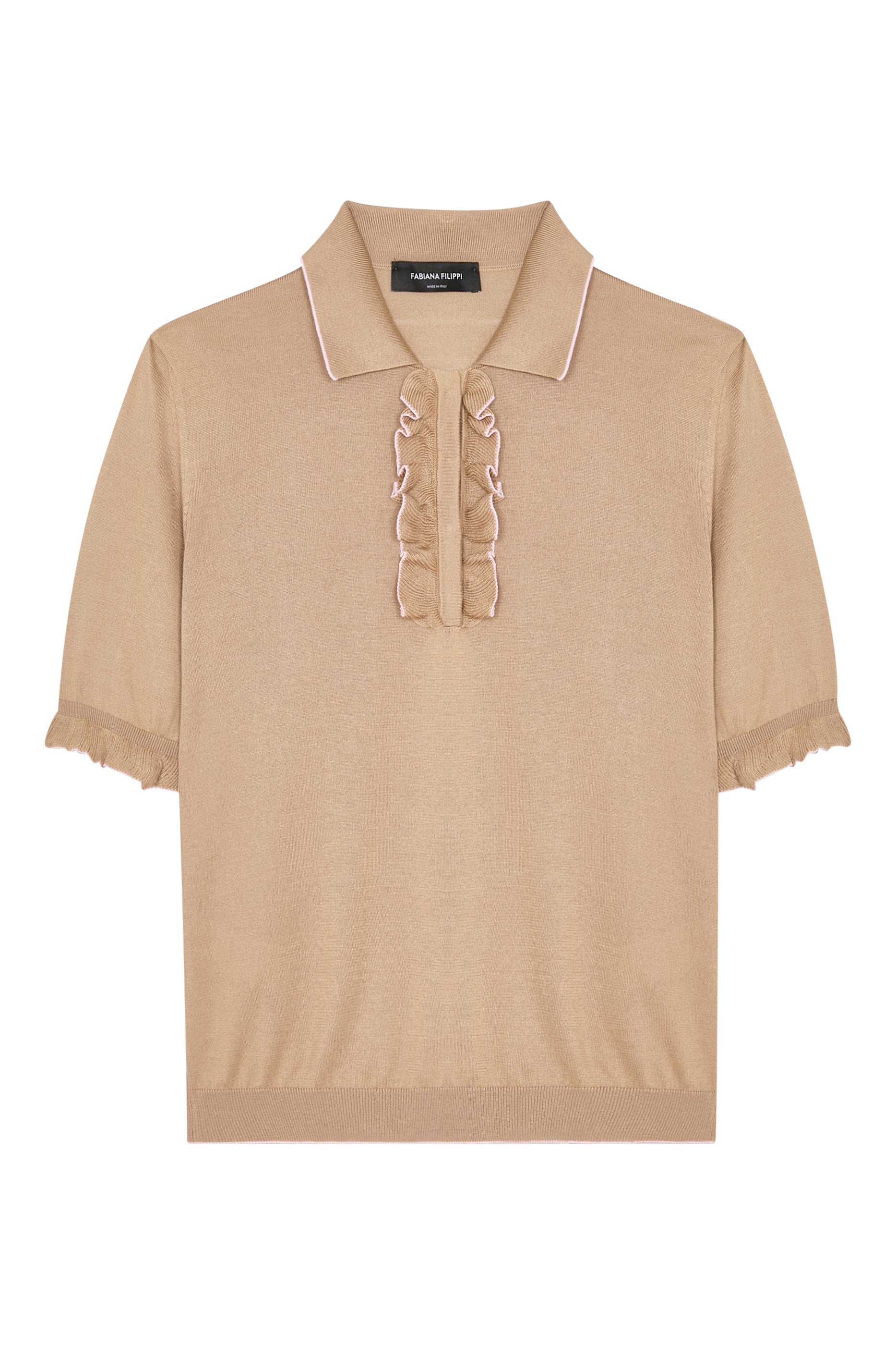 Frilled Polo Knit Top