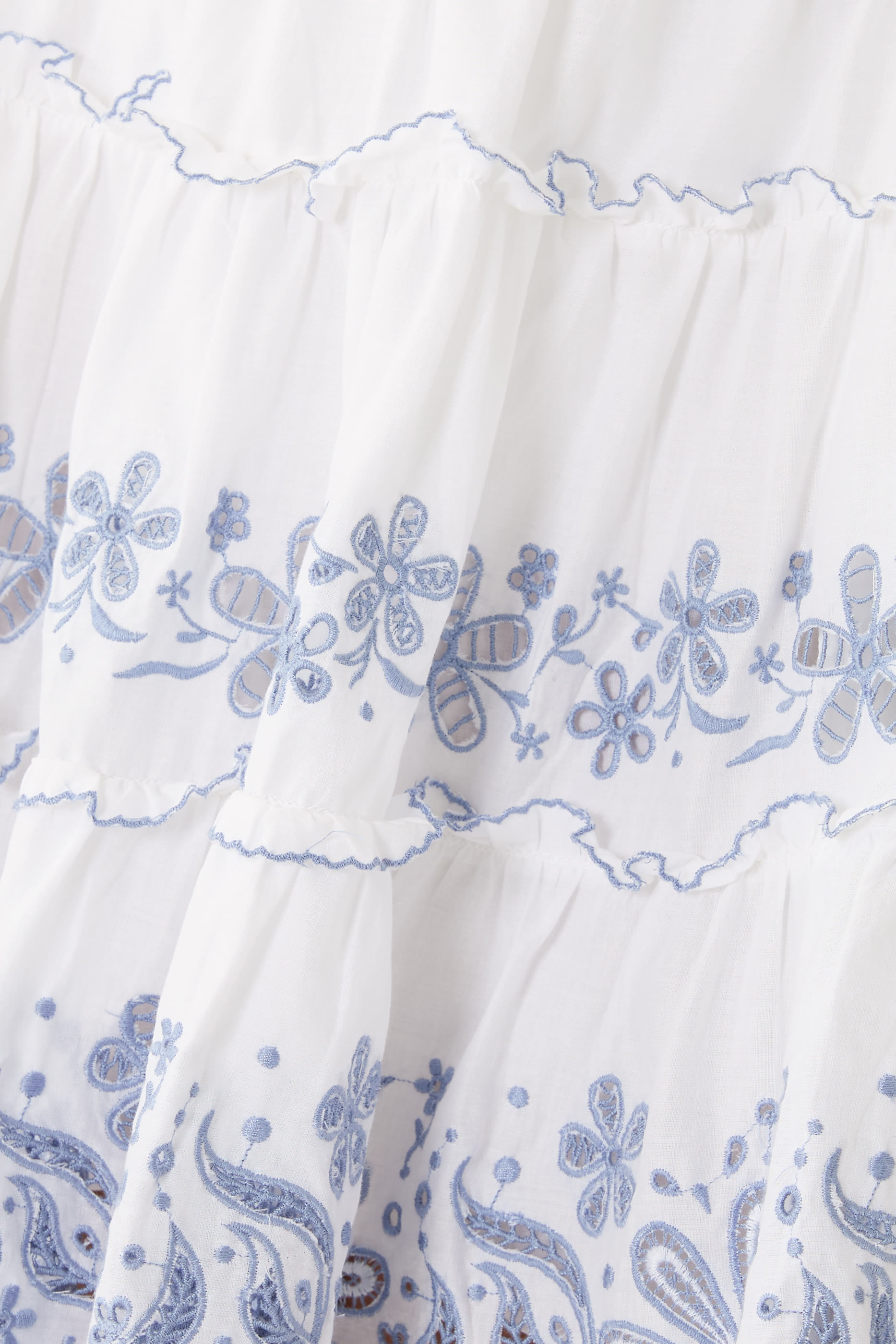 Floral Embroidered Tiered Mini Skirt