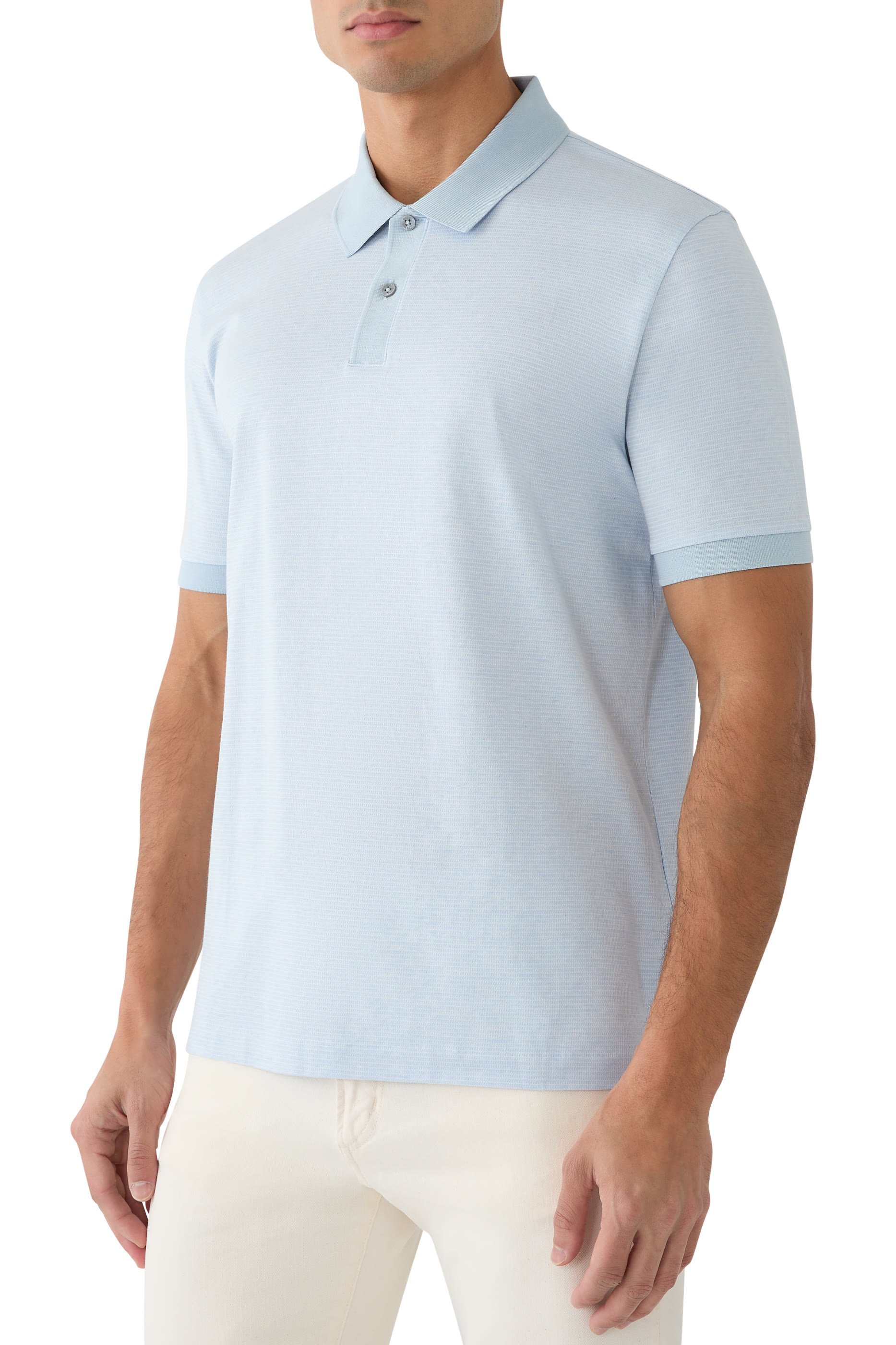Mercerised-Cotton Polo Shirt with Micro Pattern