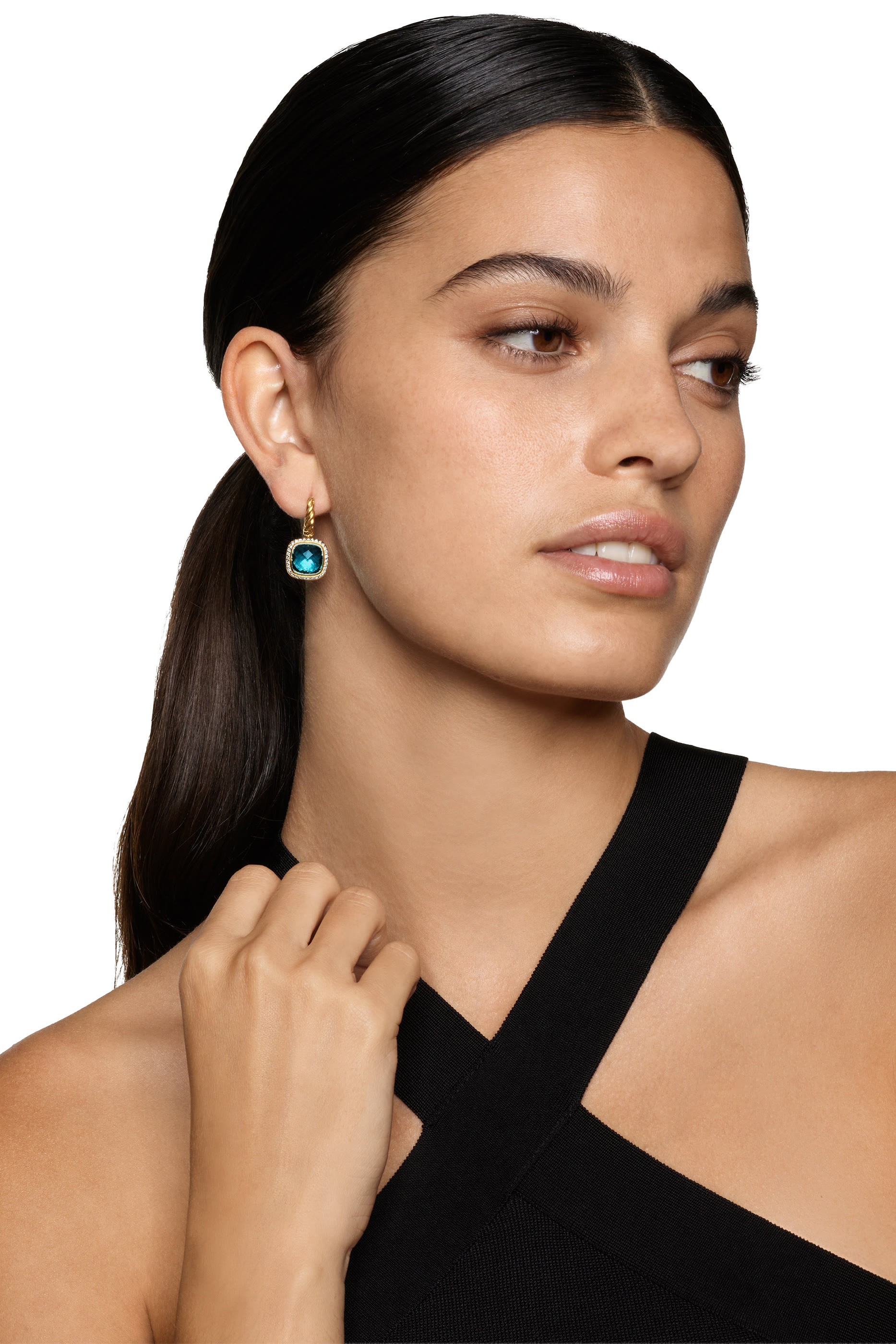 Albion&reg; Drop Earrings, 18K Yellow Gold with Blue Topaz & Diamonds