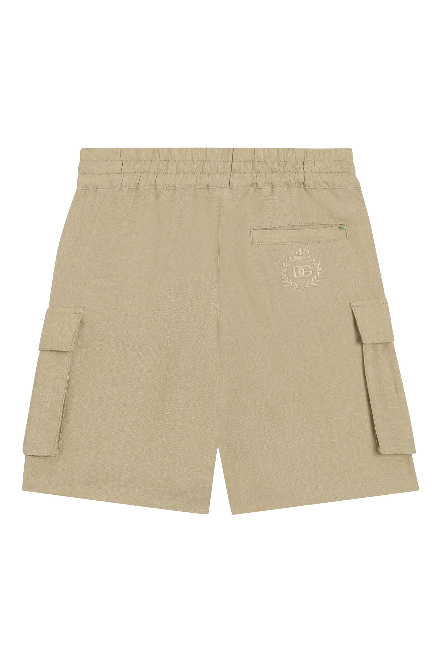 Kids Logo Embroidery Linen Cargo Shorts