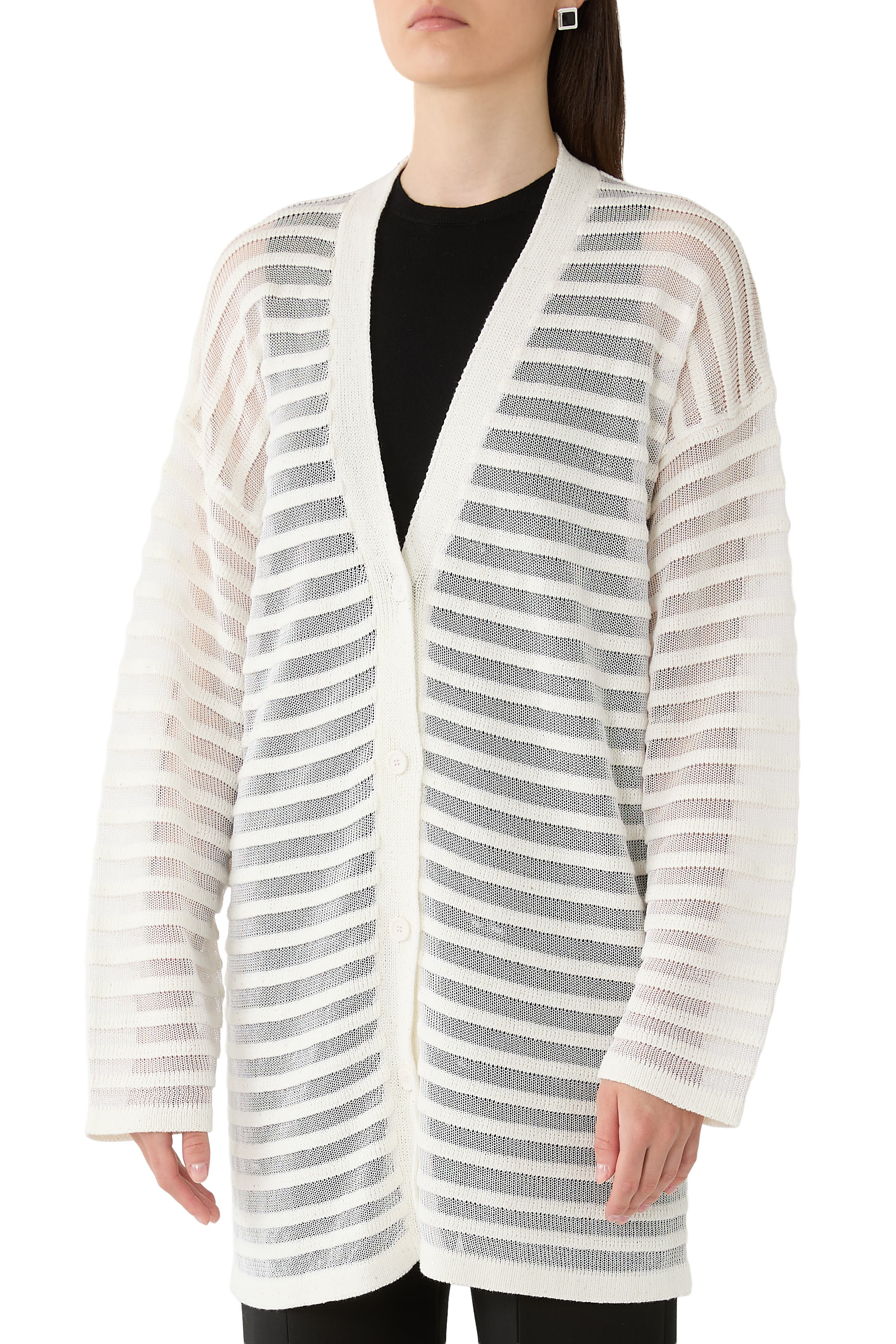 Cotton and Linen Cardigan with Sequins