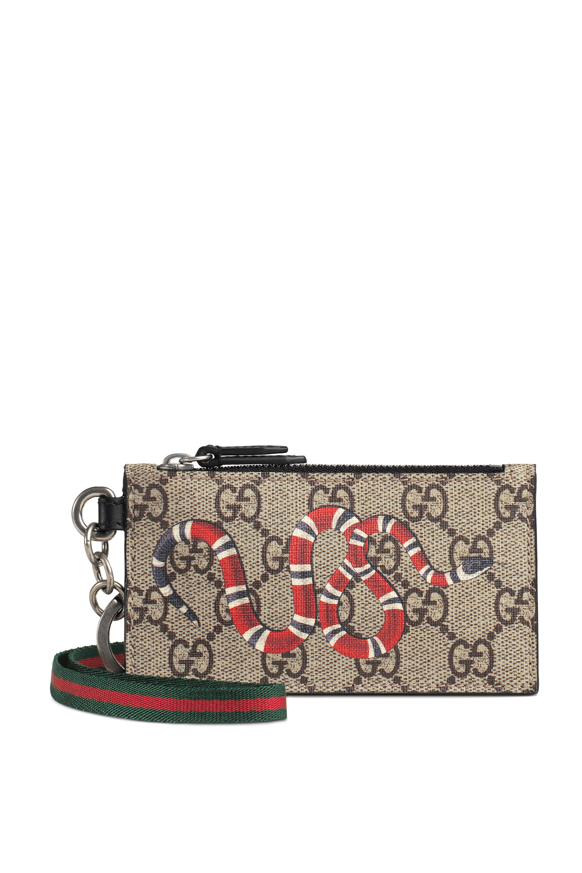 GG Supreme Kingsnake Print Card Case With Strap