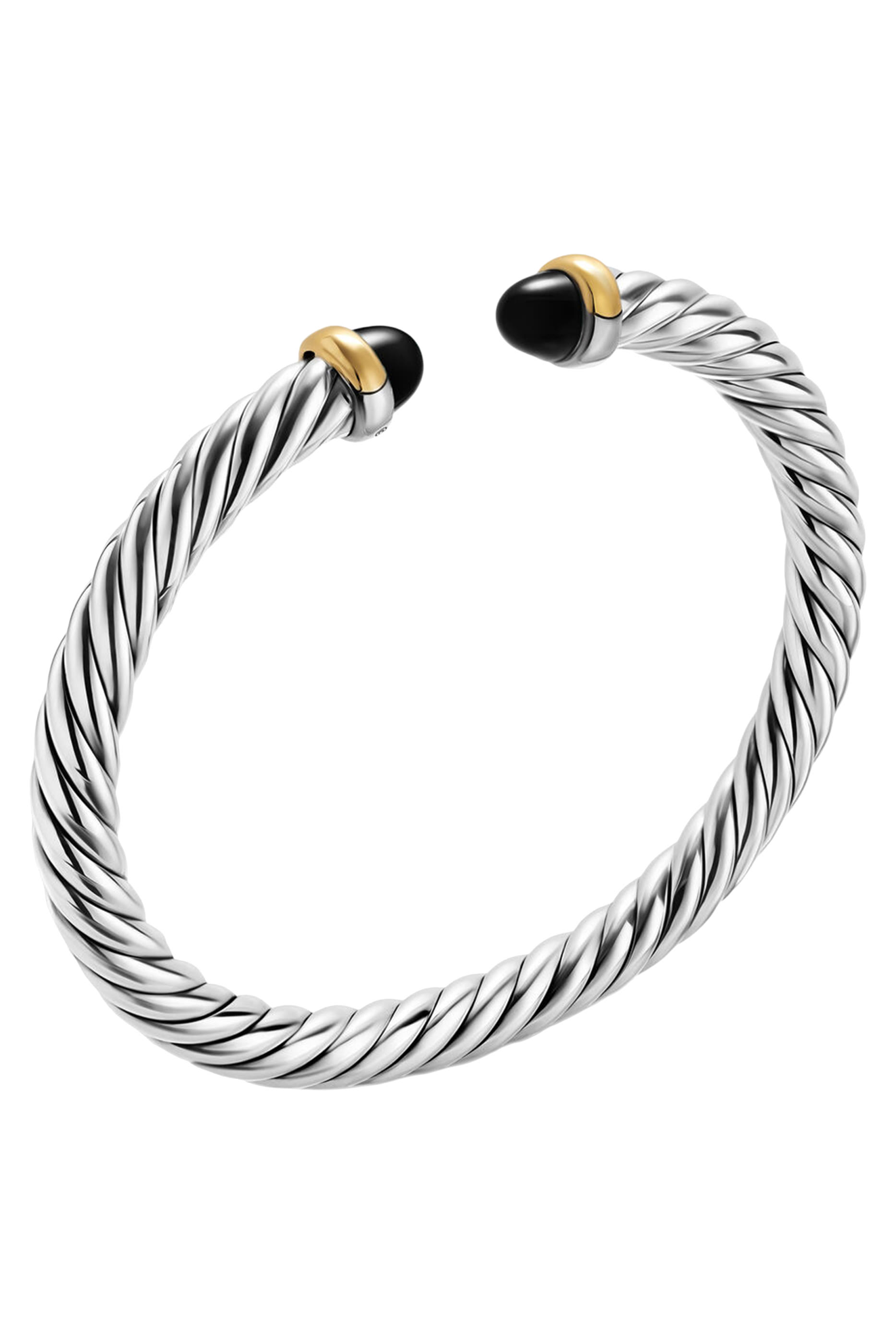 Cable Flex&reg; Bracelet, Sterling Silver, 14k Yellow Gold & Onyx