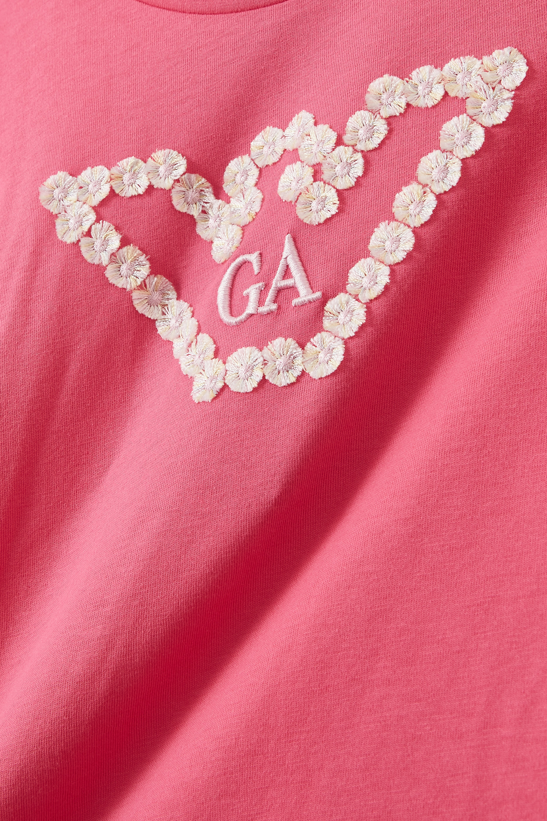 Kids Flower Embroidered Eagle Logo T-Shirt