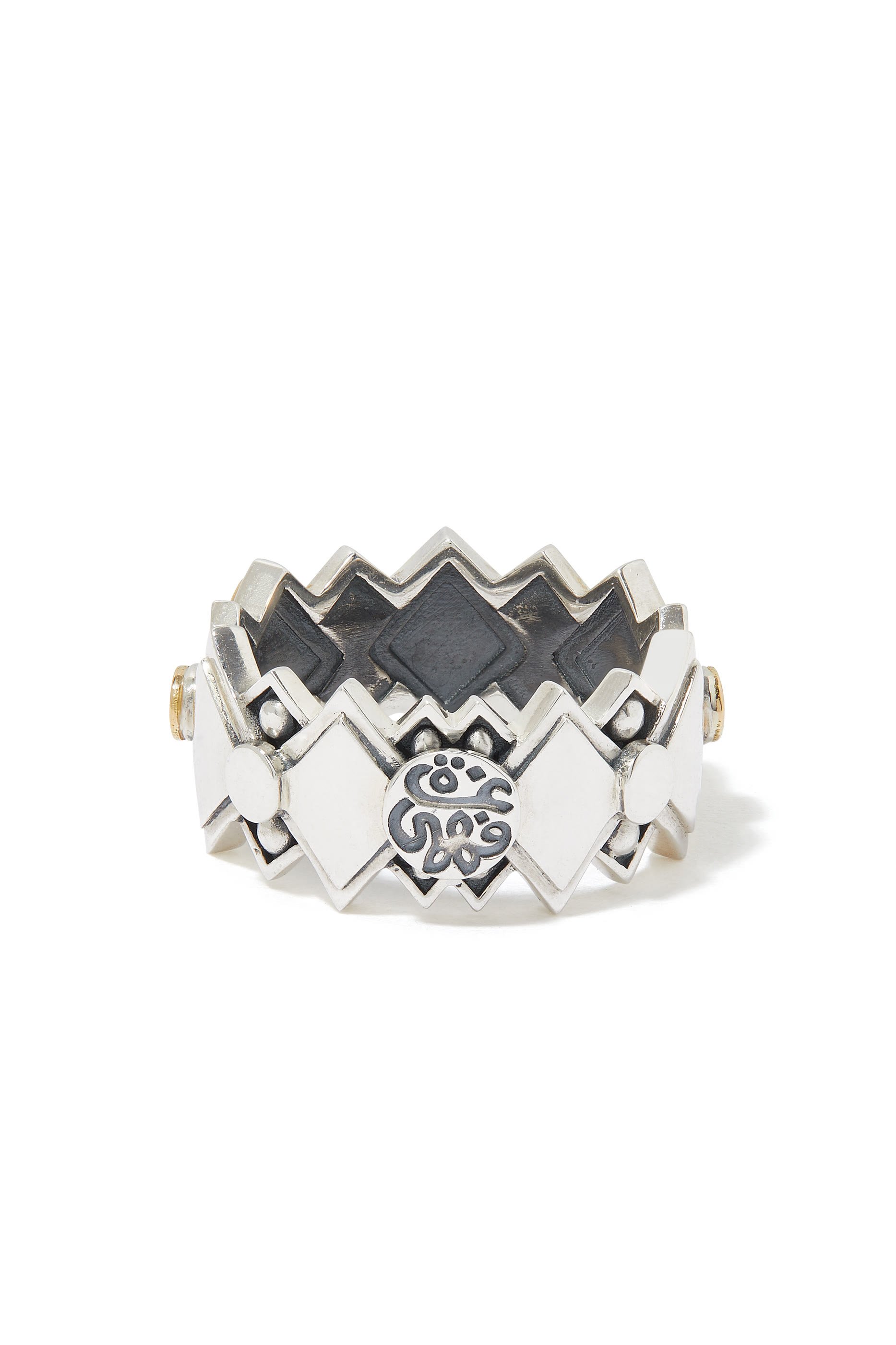 Beloved Band, 18k Yellow Gold with Sterling Silver, Rhodolite & Diamonds