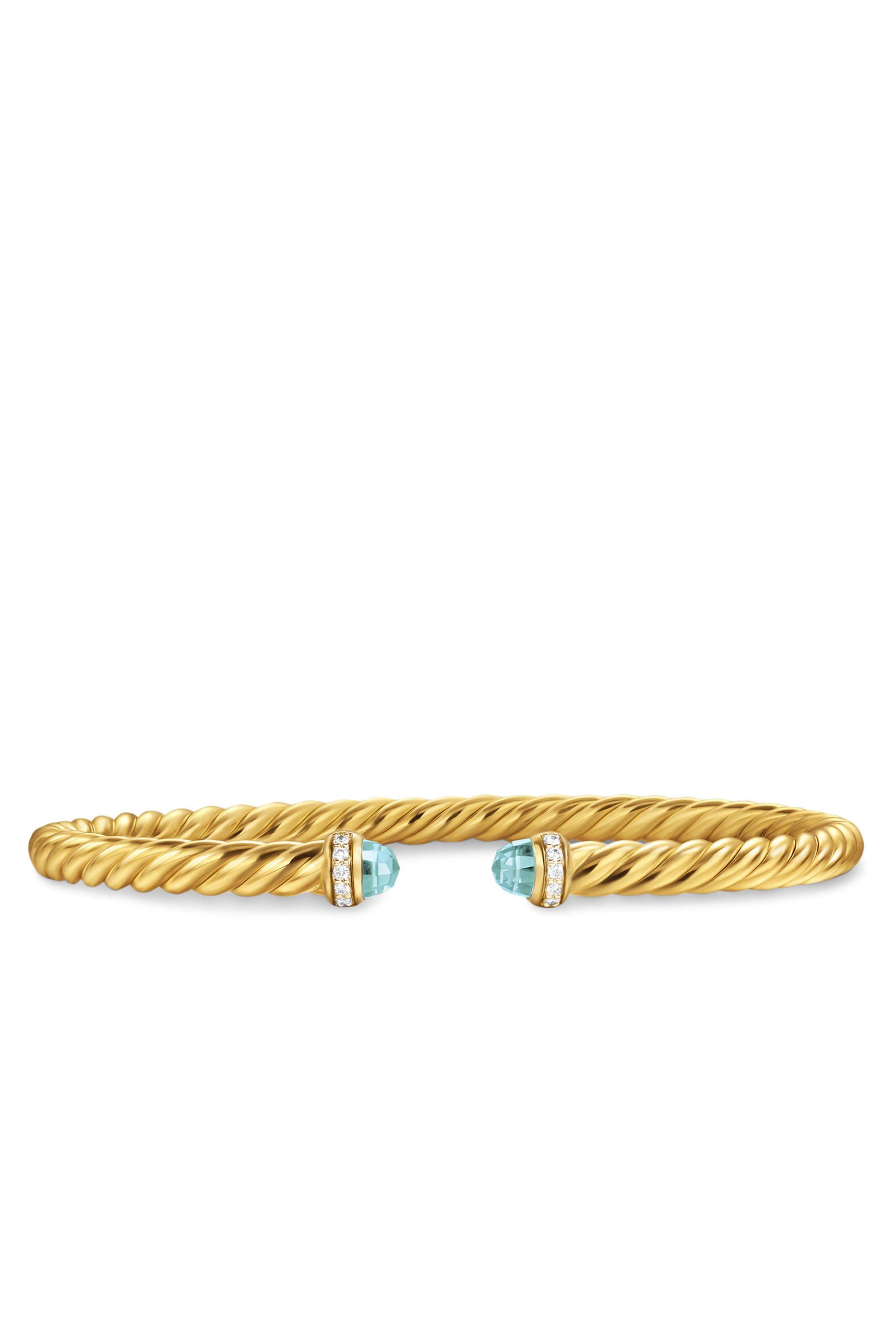 Cablespira® Flex Bracelet, 18k Yellow Gold with Aquamarine & Diamonds