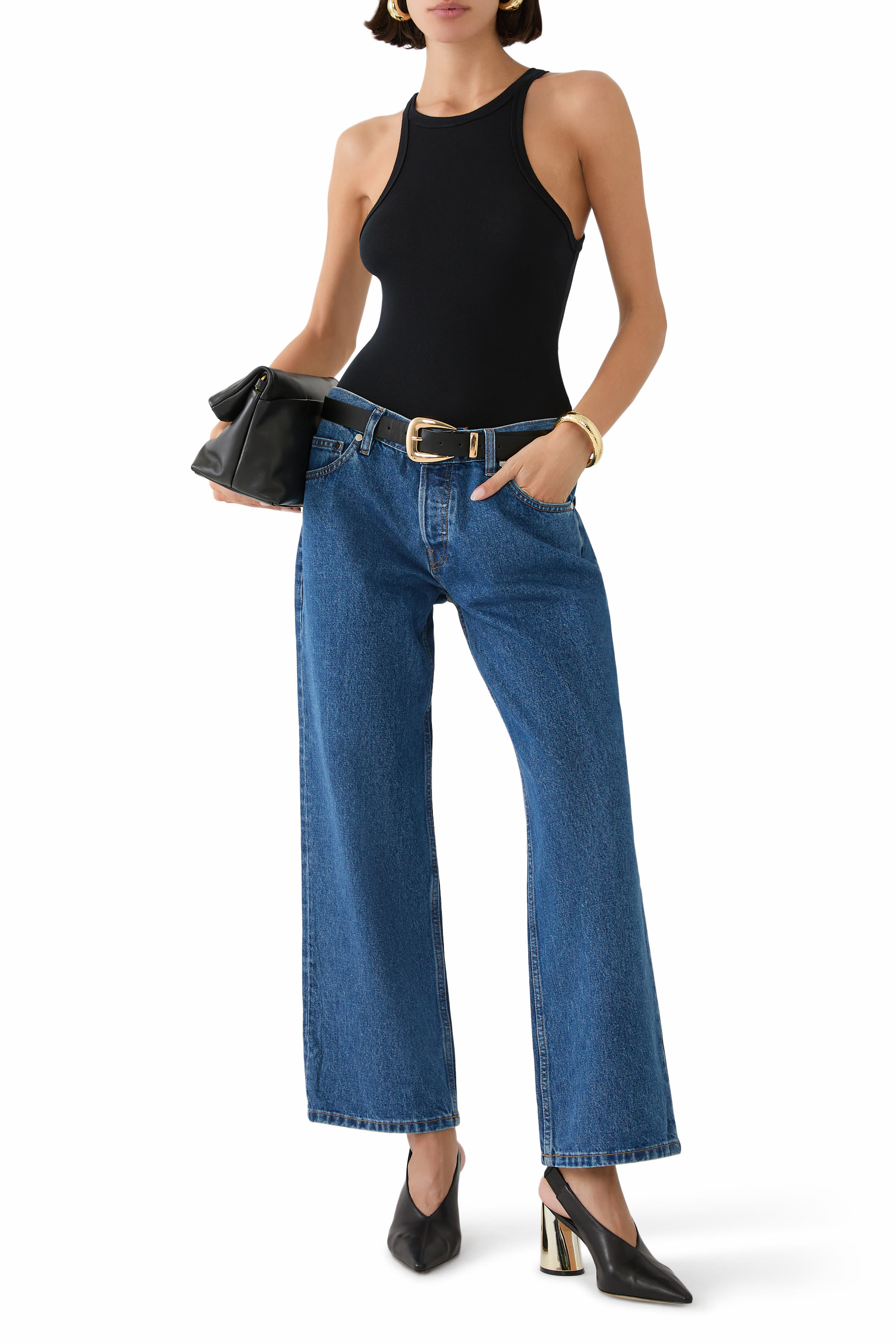 Cropped Low Rise Baggy Jeans