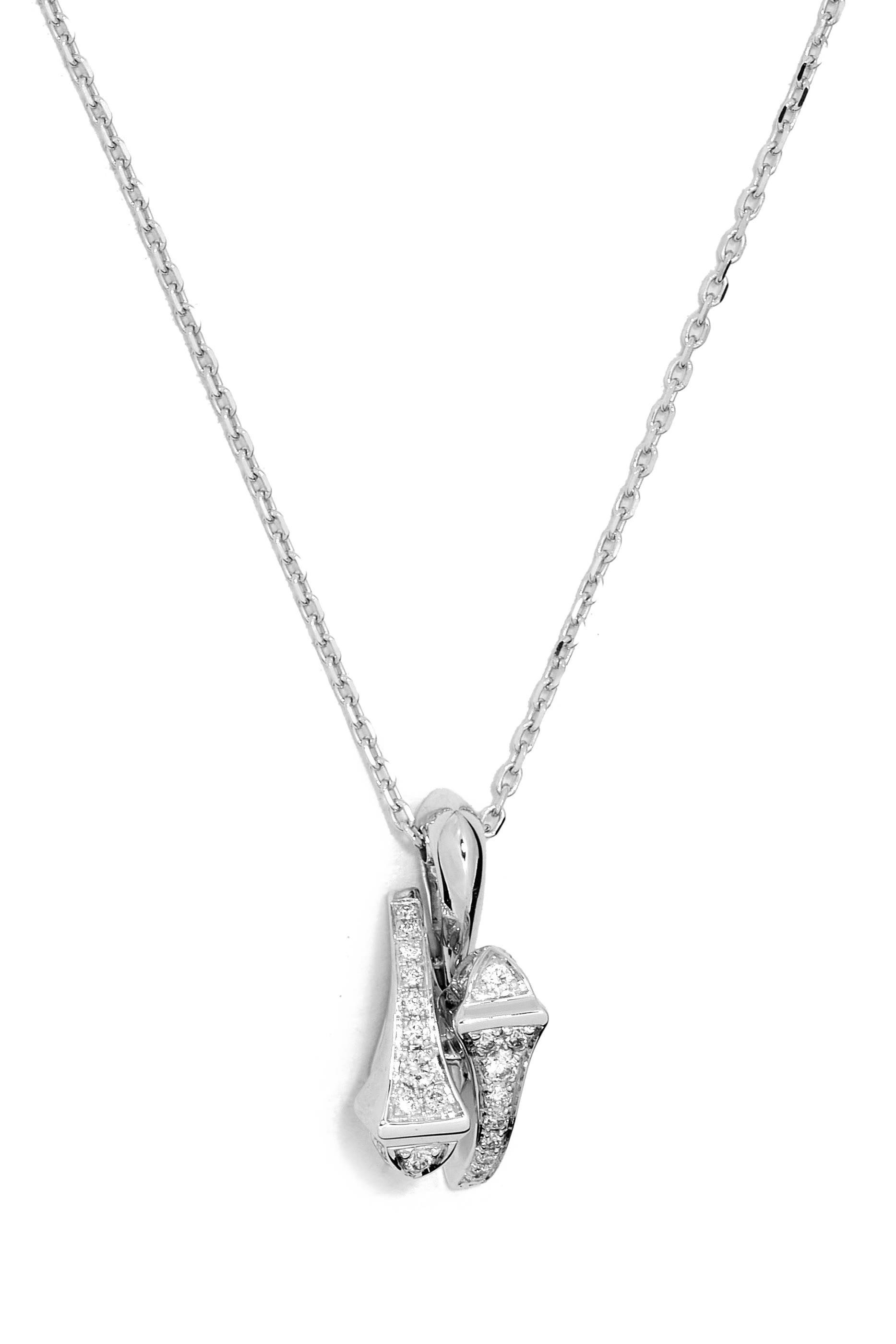 Cleo Huggie Pendant, 18k White Gold with Full Diamonds