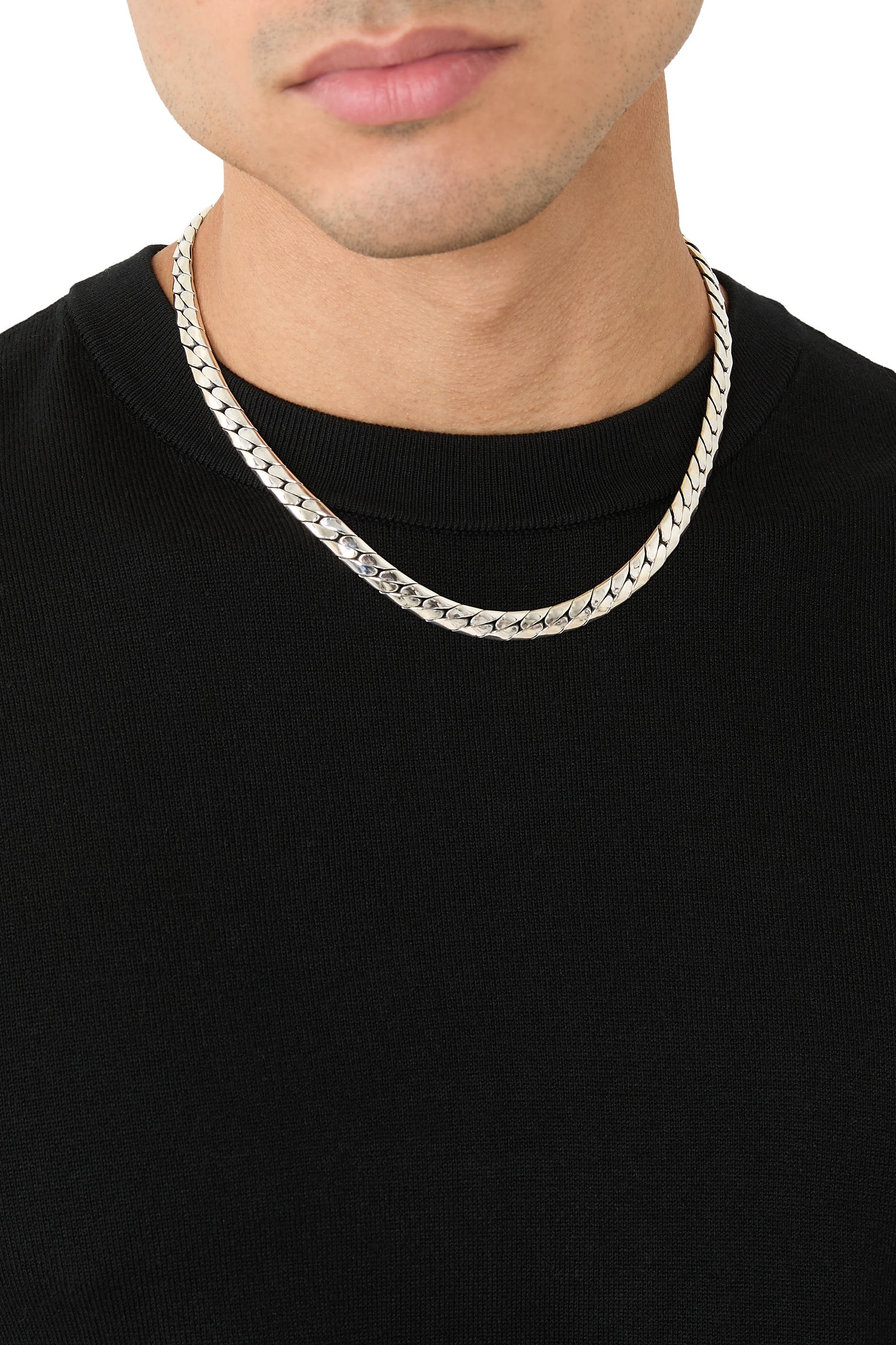 Herringbone Chain Necklace, Sterling Silver