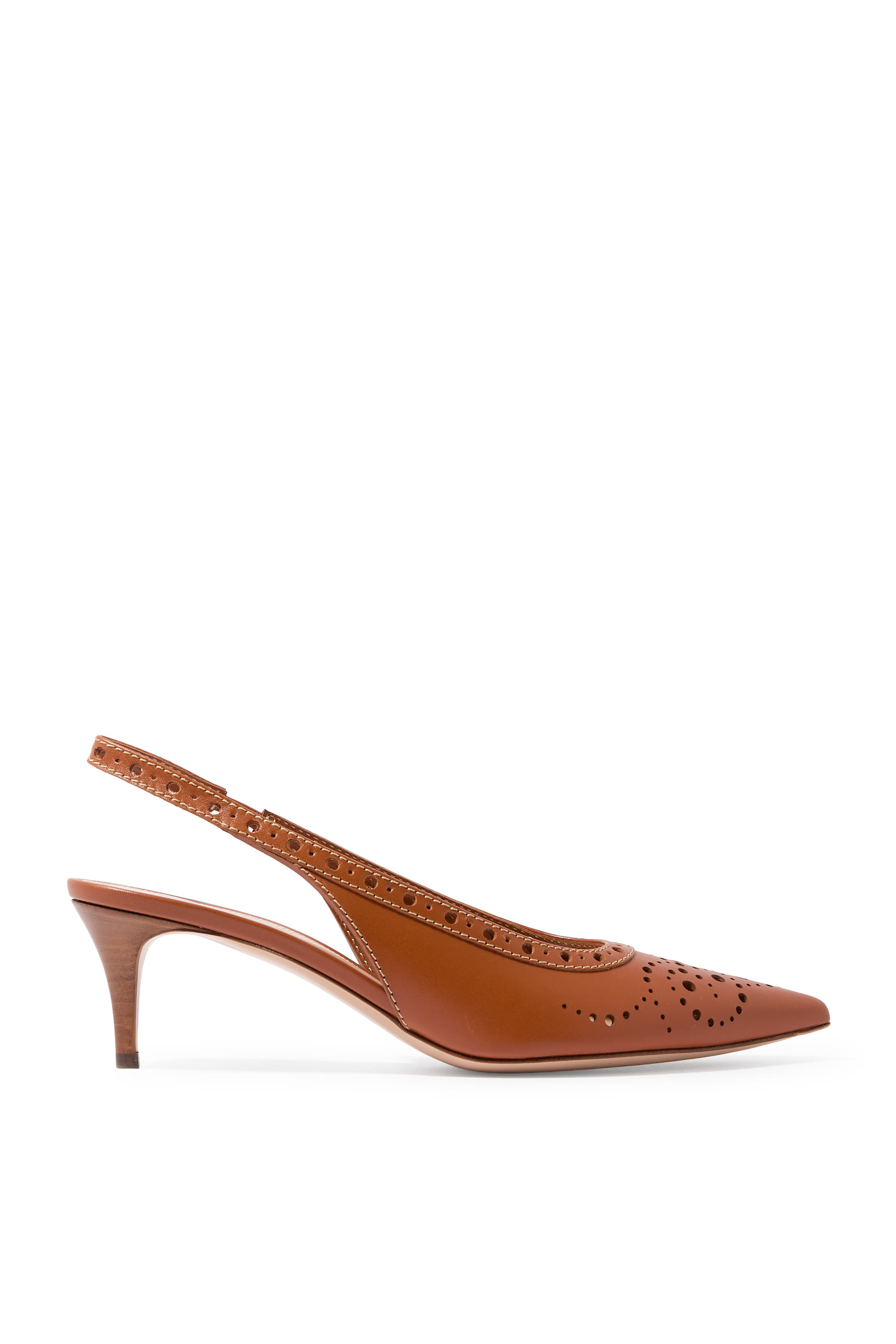 Perforated Leather Slingback 70 Pumps 