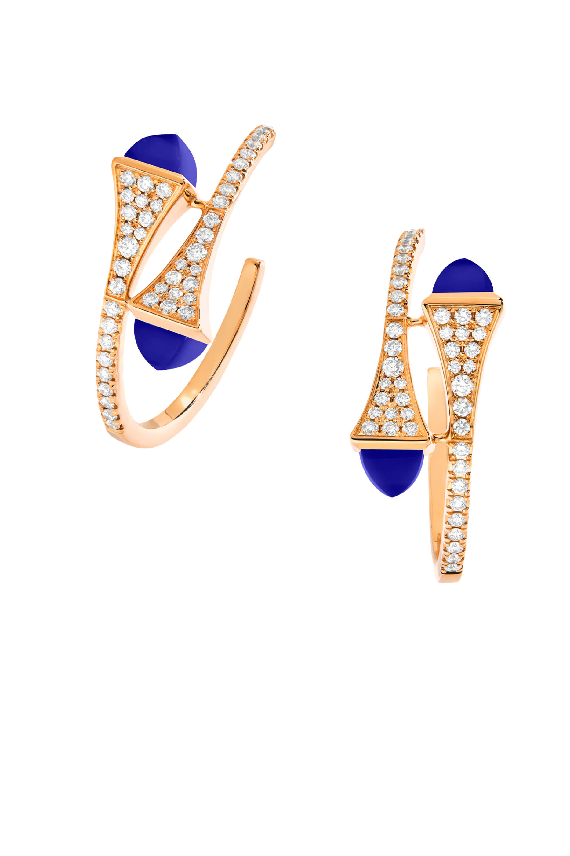 Cleo Small Hoop Earrings, 18k Pink Gold with Lapis Lazuli & Diamonds