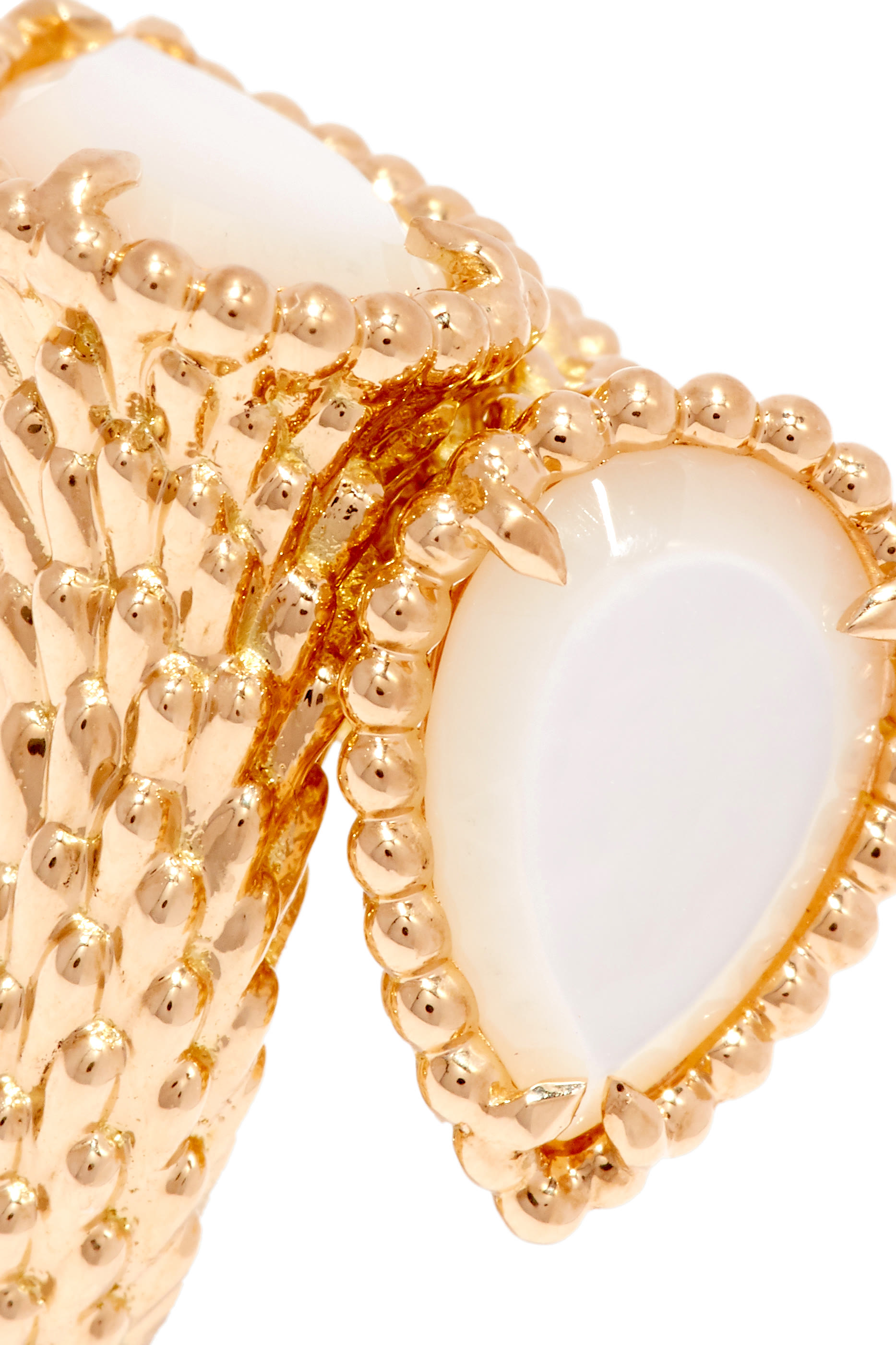 Serpent Bohème Two-Stone Ring, 18k Yellow Gold & Mother of Pearls