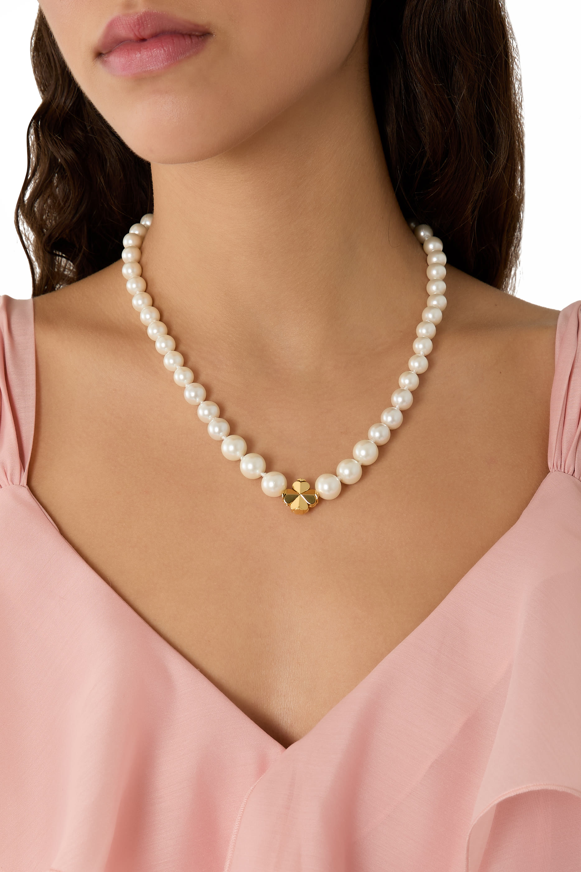  Spade Flower Pearl Short Necklace