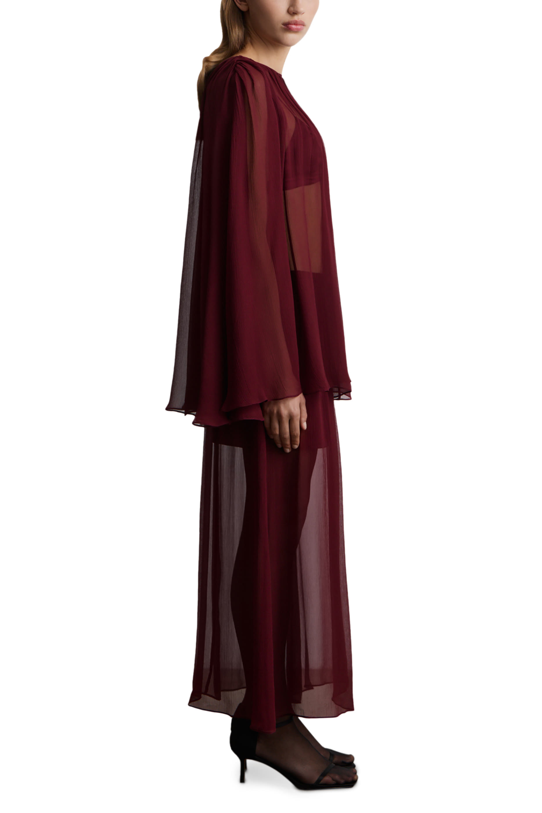 Chiffon-Silk Cape and Bra Set