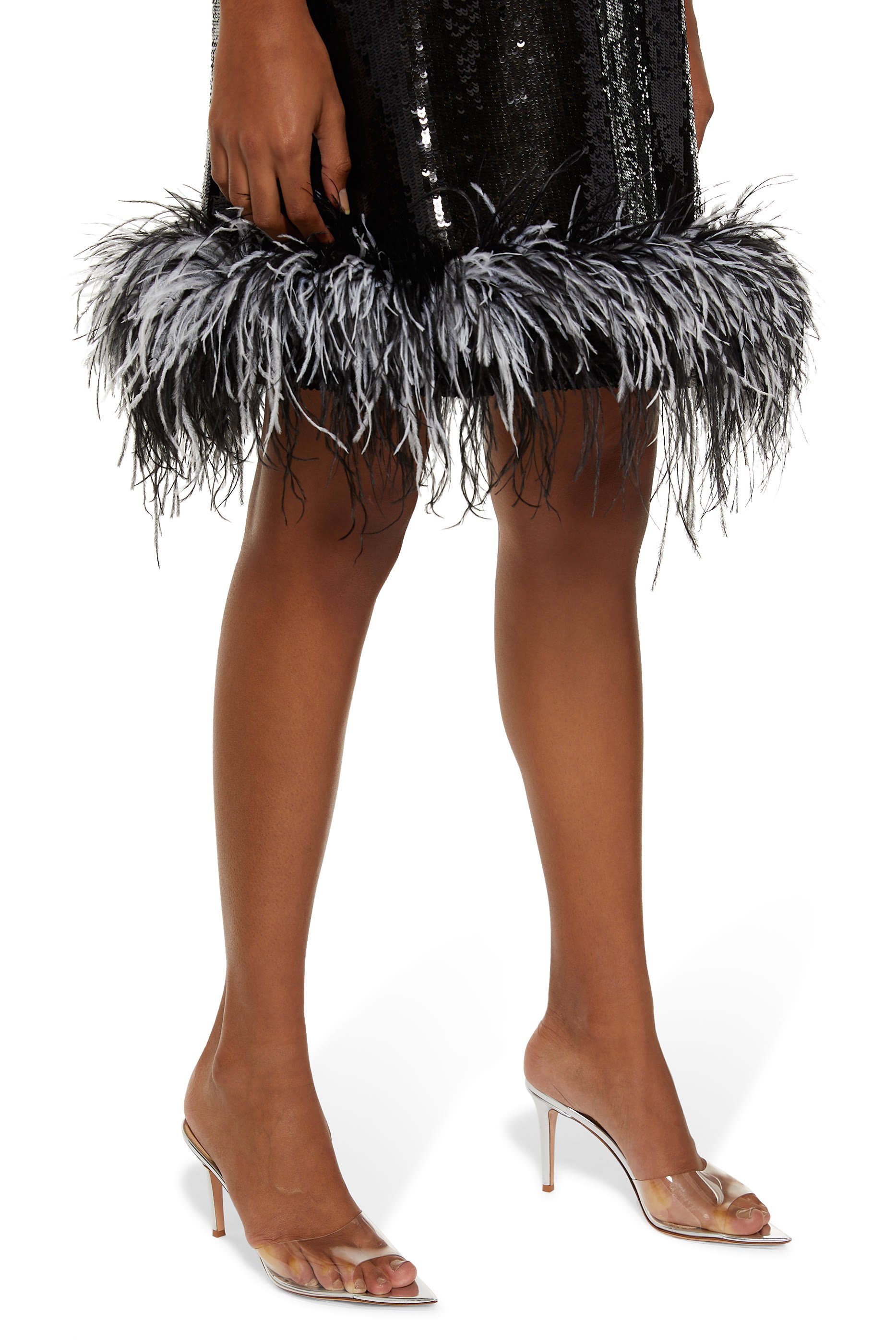 Elle 85 Plexi & Metallic Leather Mules