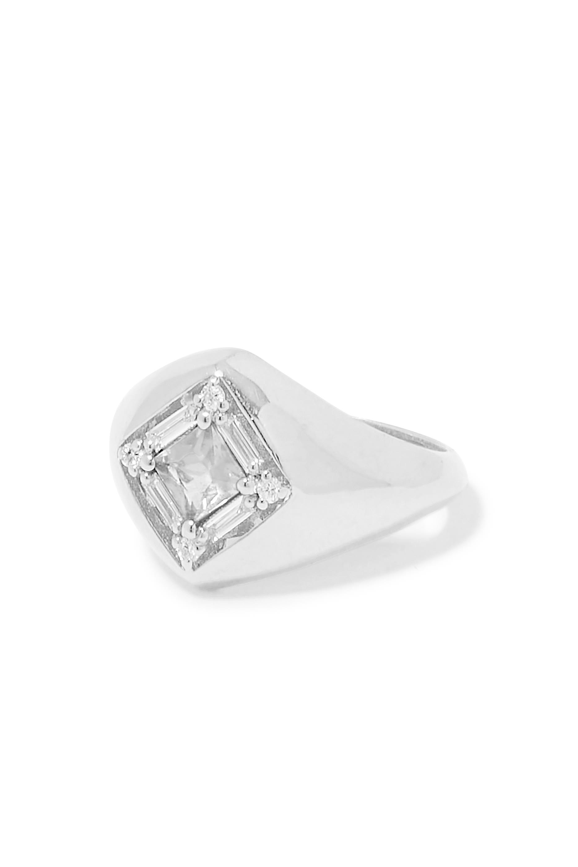 Princess Cut Ring, 18k White Gold & Diamond