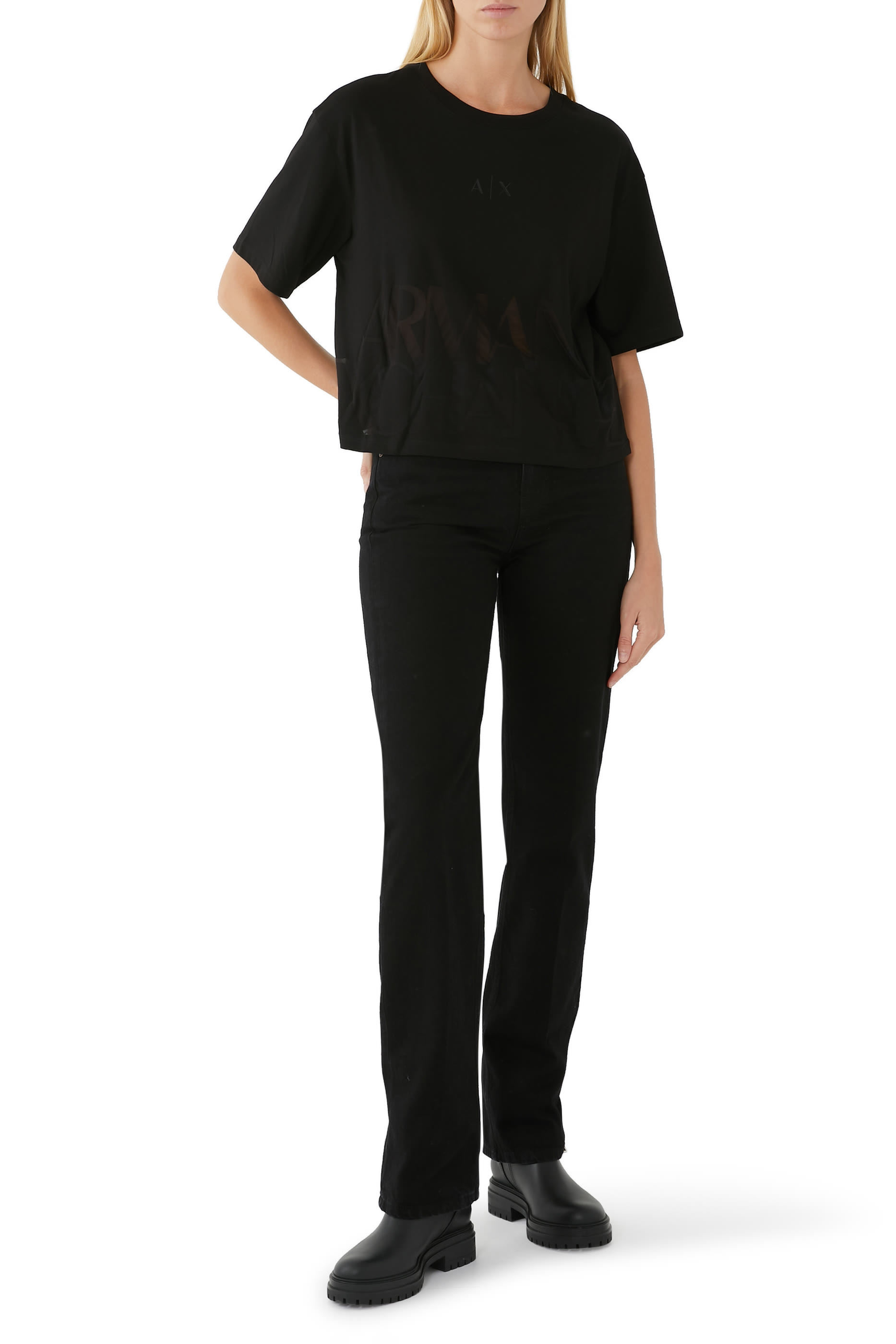 Logo Print Cropped T-Shirt