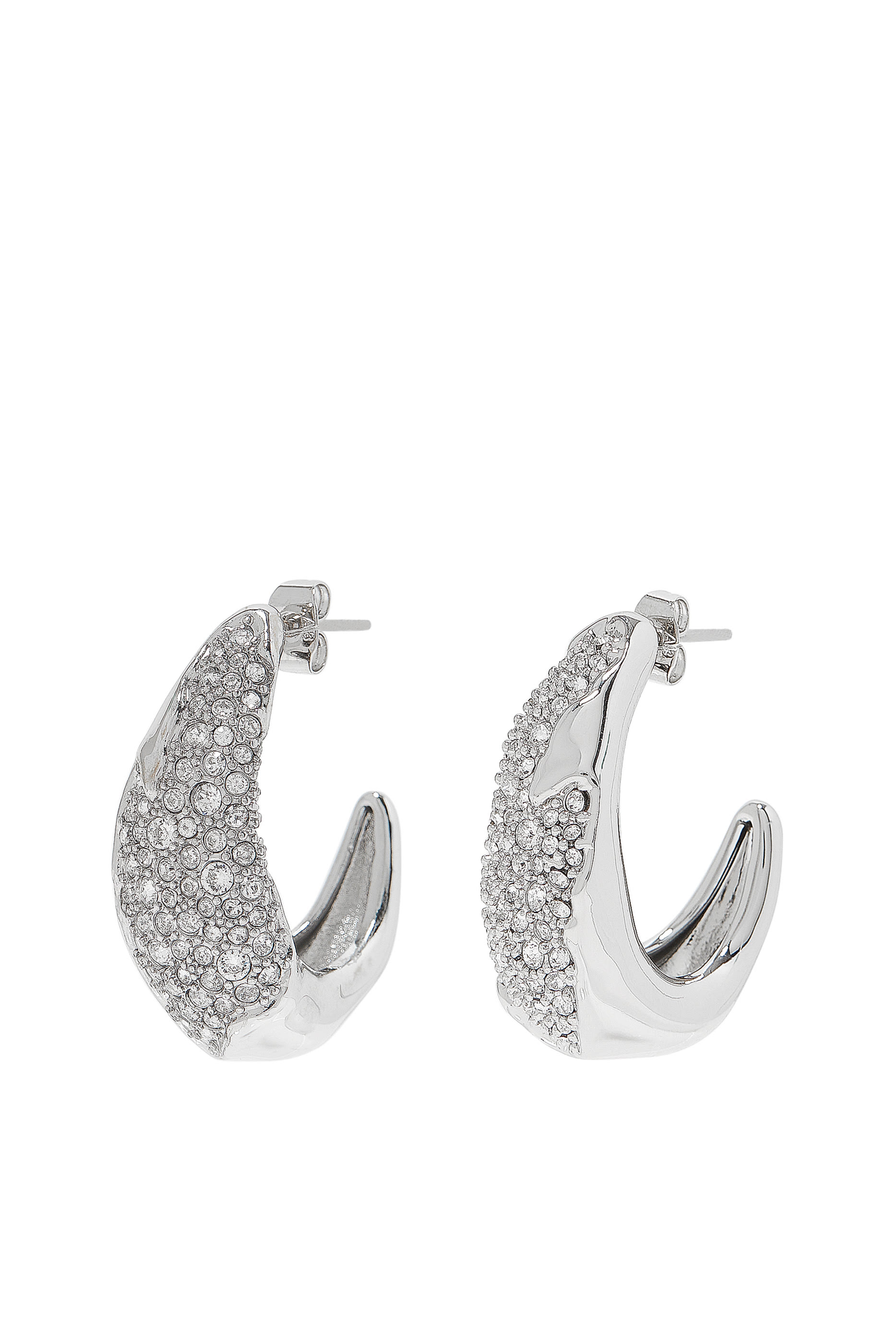 Solanales Silver Crystal Hoop Earrings