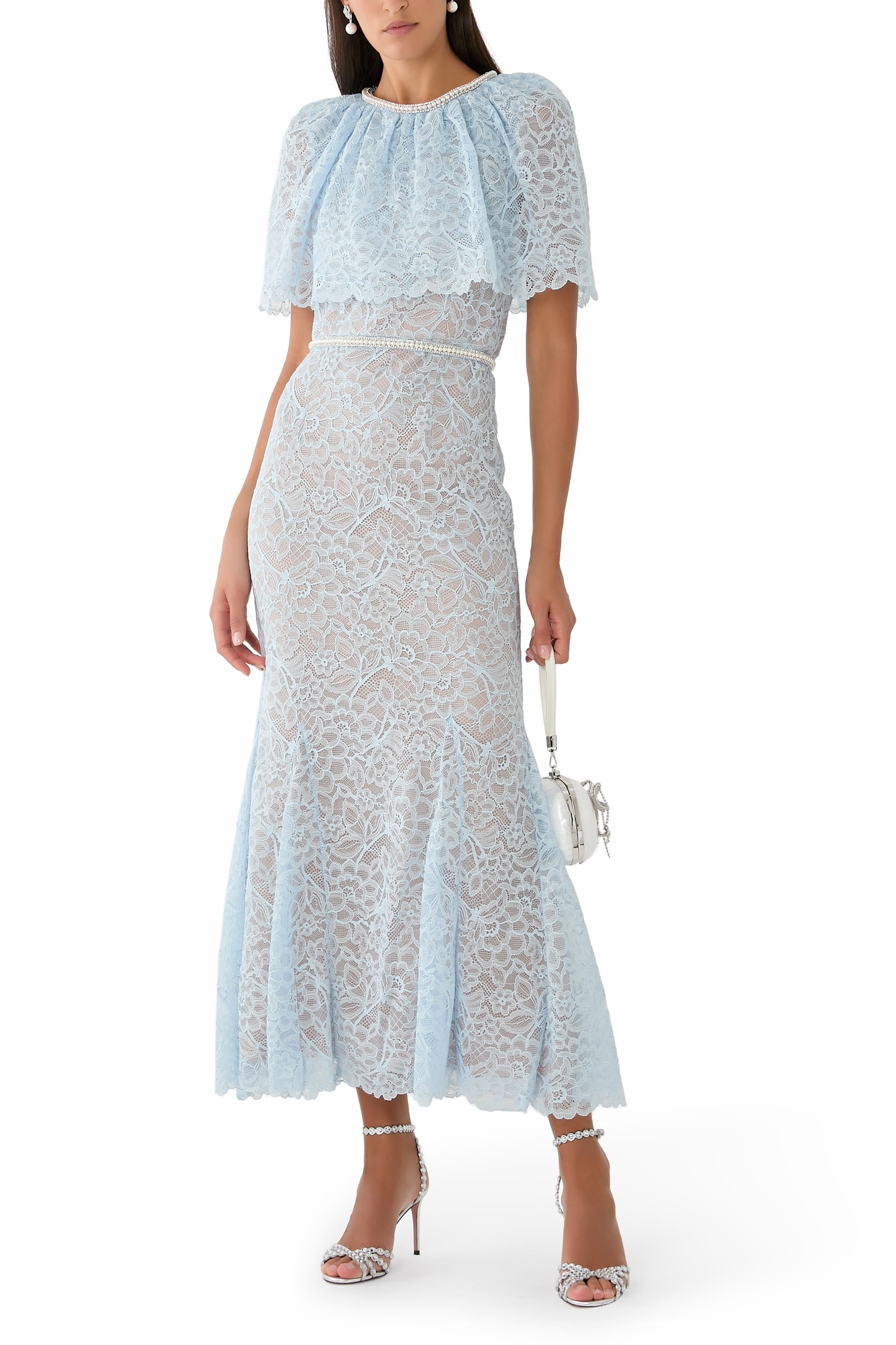 Lace Cape Midi Dress