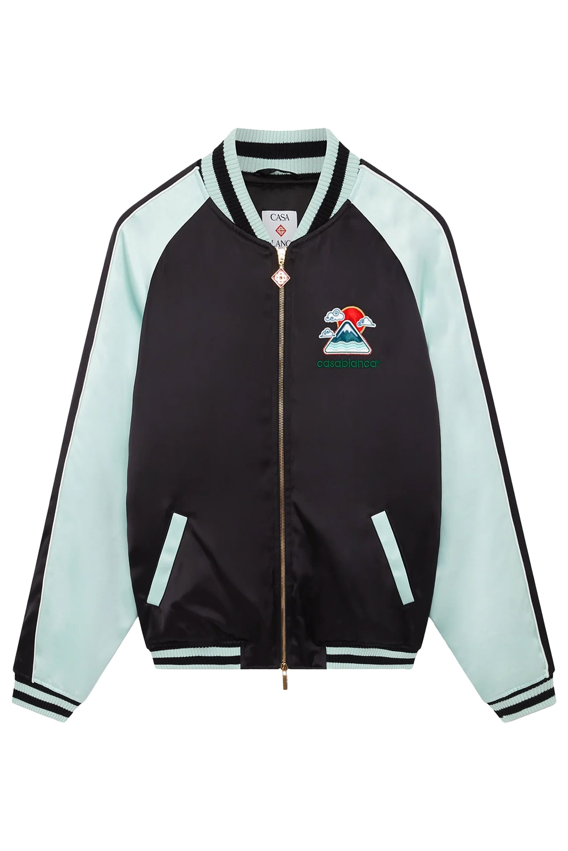 Embroidered Satin Bomber Jacket