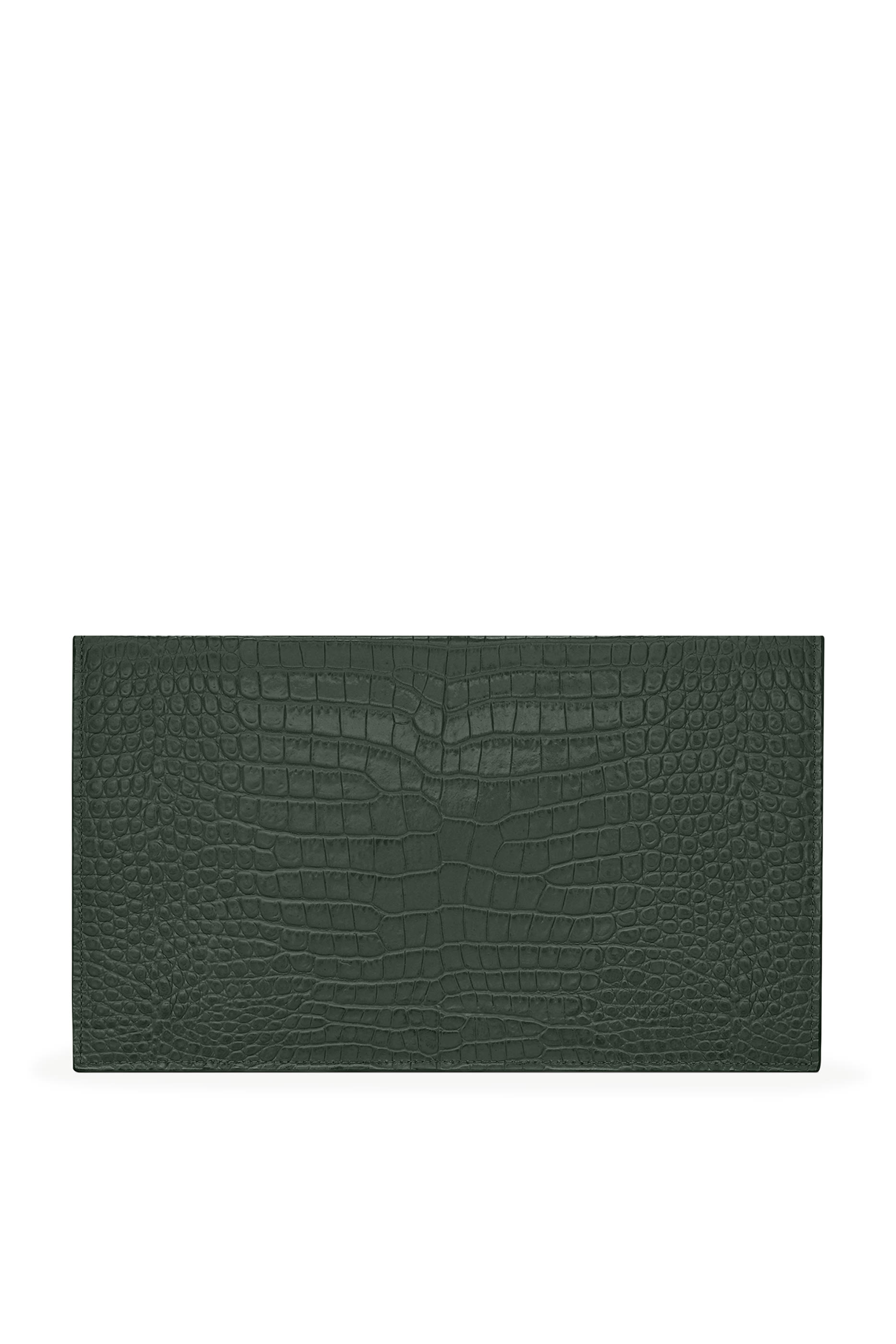 Uptown Pouch in Crocodile-Embossed Shiny Leather