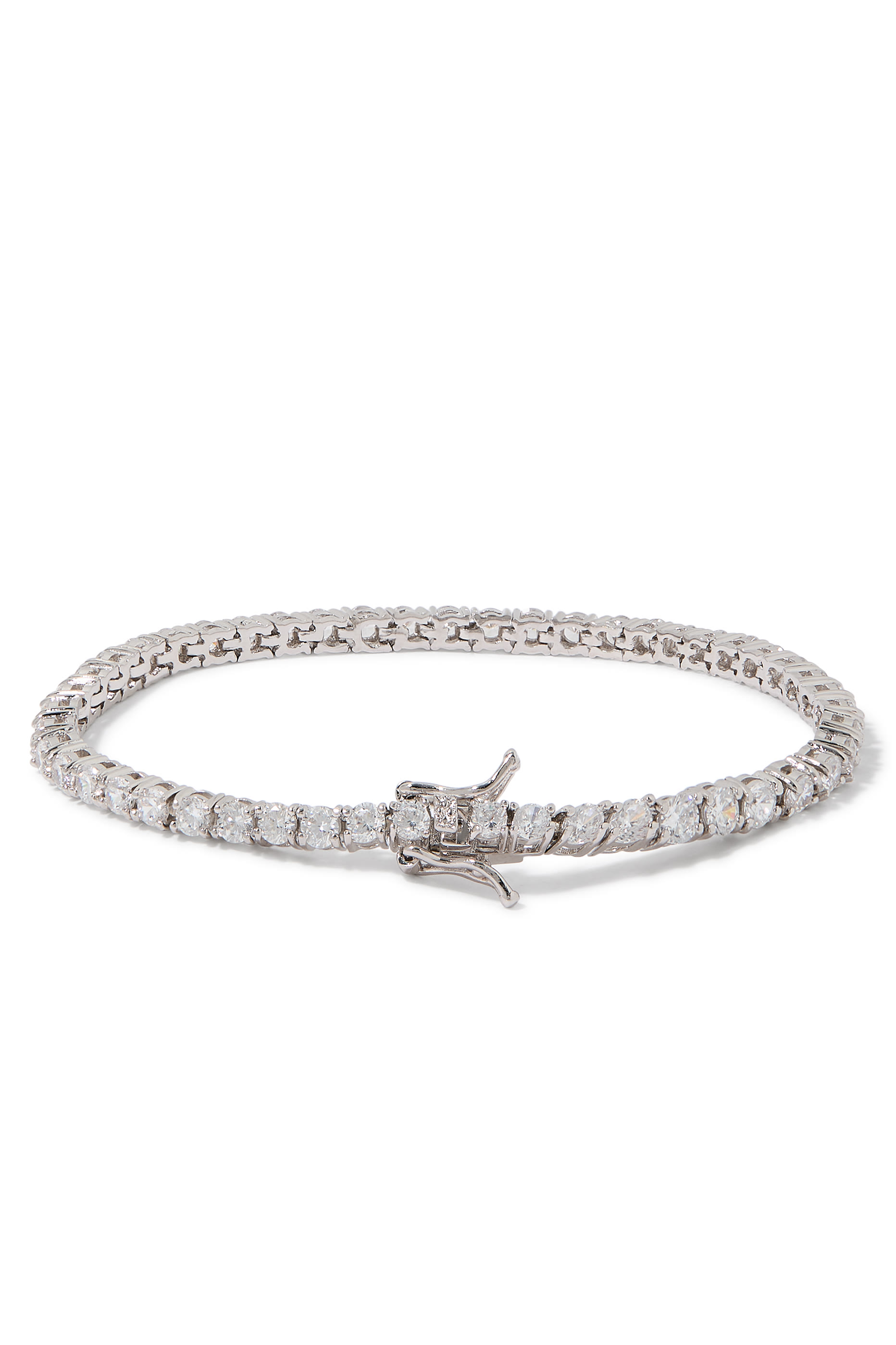 Tennis Bracelet, Rhodium Plated Brass & Cubic Zirconia