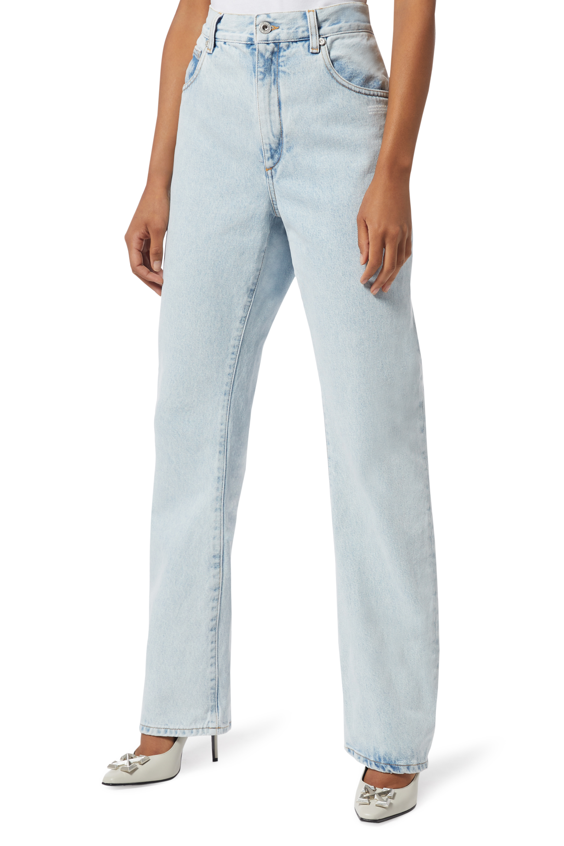 Buy Light Blue Off White Bleach Baggy Jeans - for AED 2025.00 Jeans ...